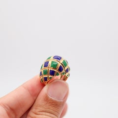 SPRITZER & FUHRMANN 1960 Emaillierter Cocktailring aus massivem 18Kt Gelbgold