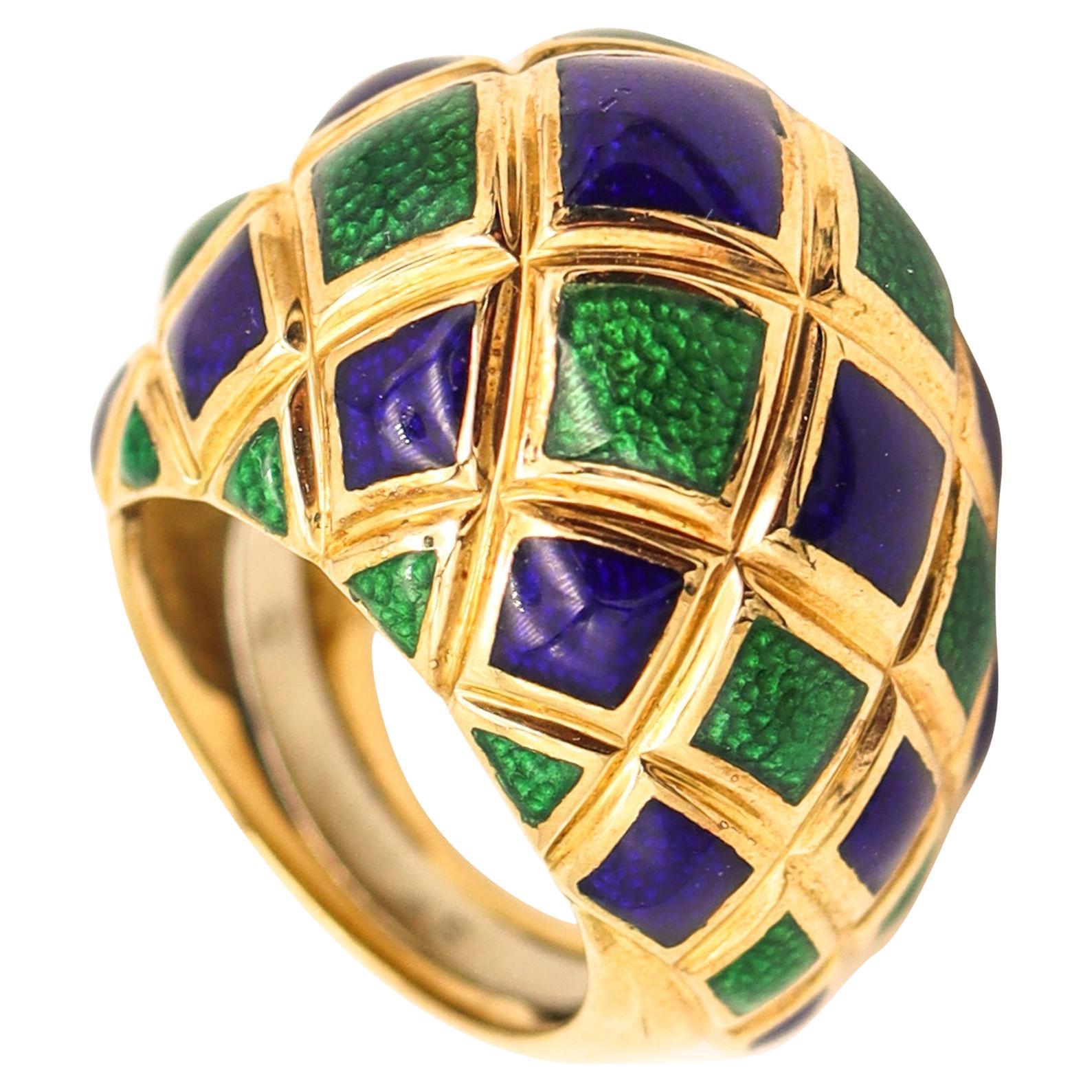Spritzer
Fuhrmann 1960 Bague cocktail émaillée en or jaune massif 18Kt