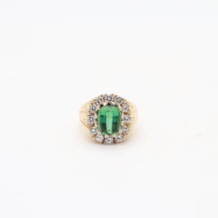SPRITZER & FUHRMANN 1970 Ring In Solid 18Kt Gold Diamonds & GIA Tourmaline