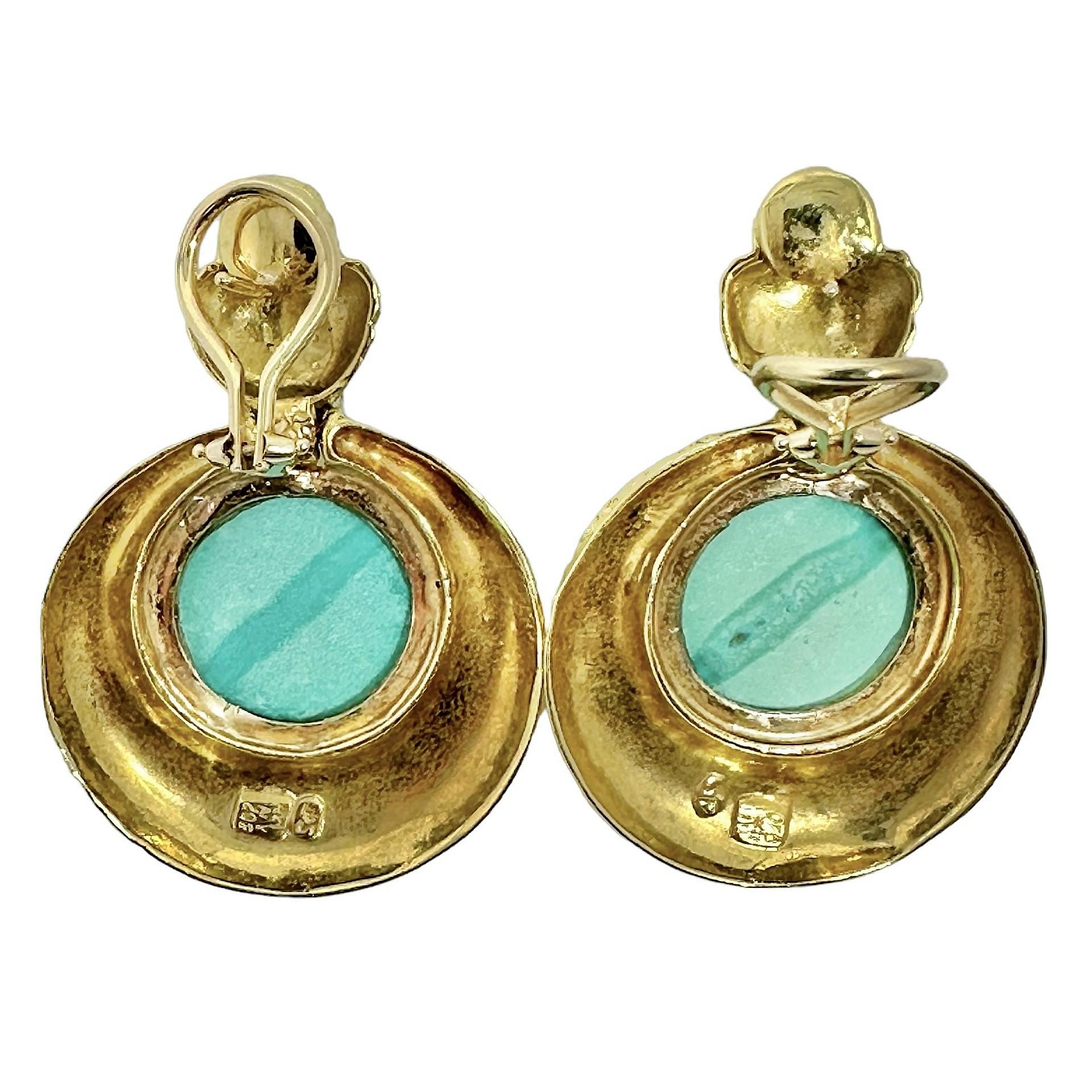 Spritzer & Fuhrmann Vintage Gold-Tür-Knocker-Ohrringe mit persischem Türkis (Moderne) im Angebot