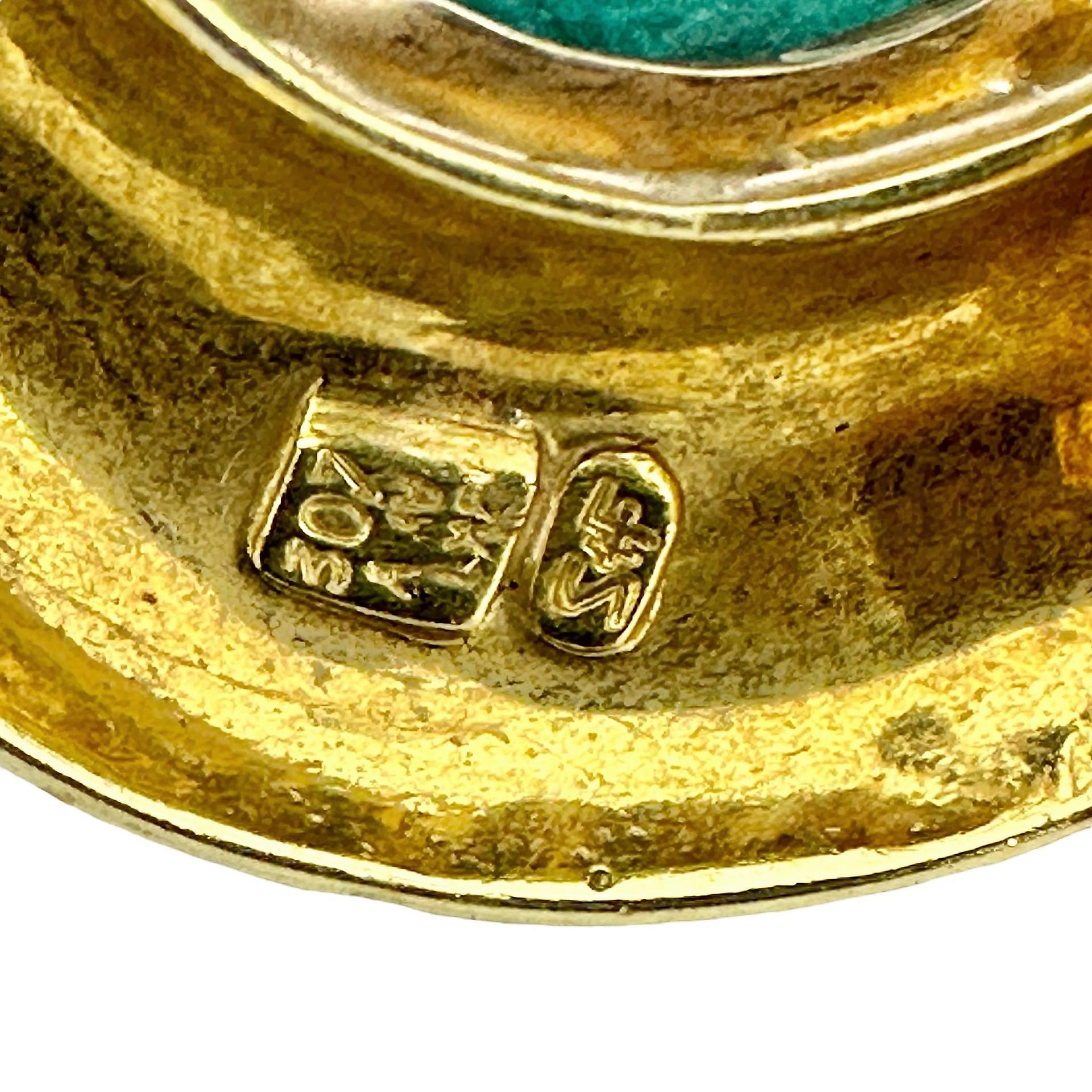 Spritzer & Fuhrmann Vintage Gold-Tür-Knocker-Ohrringe mit persischem Türkis (Cabochon) im Angebot