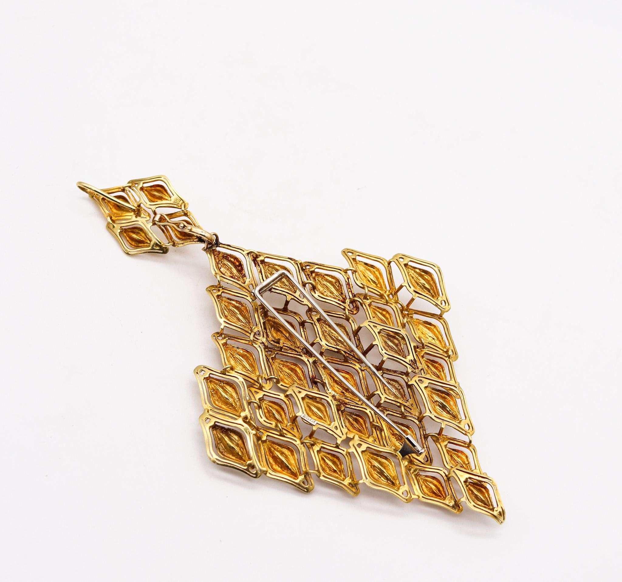 Women's Spritzer & Furhmann 1960 Retro Modernist Large Pendant In Solid 18Kt Yellow Gold For Sale