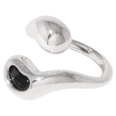 Sprout Ring in 925 Sterling Silver & Black Basalt Stone by CLED