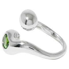 Sprout Ring in 925 Sterling Silver & Forest Green Stone by CLED