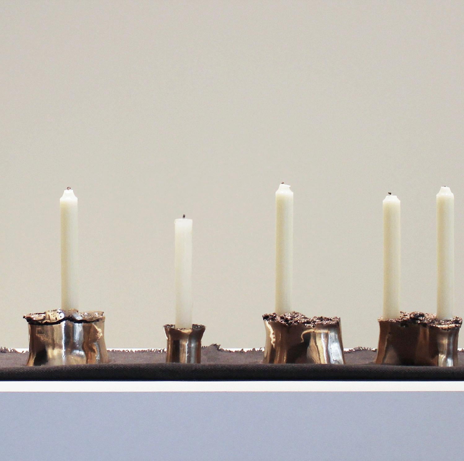 Sprue Candlesticks Set of 11 Cast Bronze by Studio Sunt For Sale 2