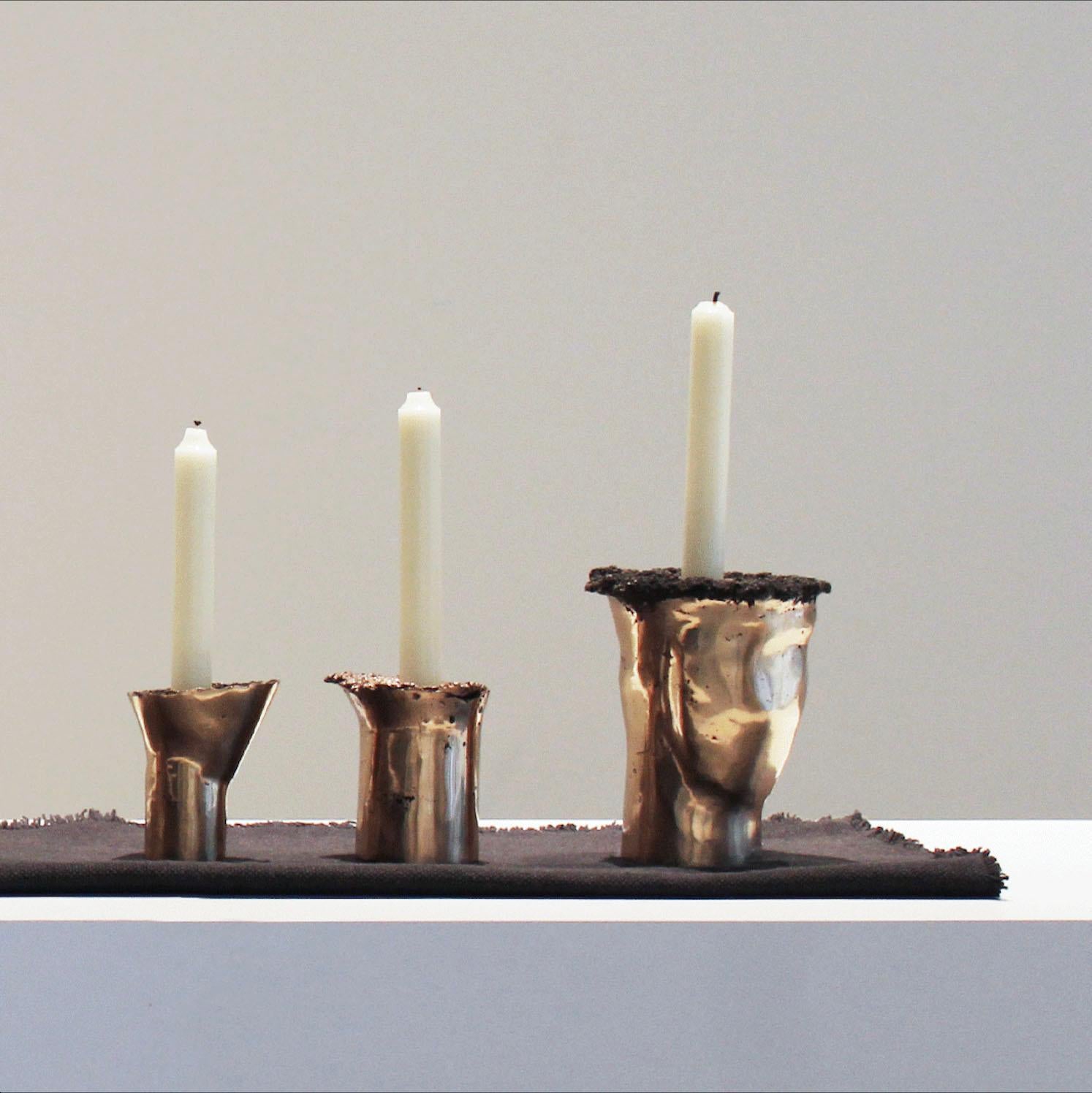 Sprue Candlesticks Set of 11 Cast Bronze by Studio Sunt For Sale 3