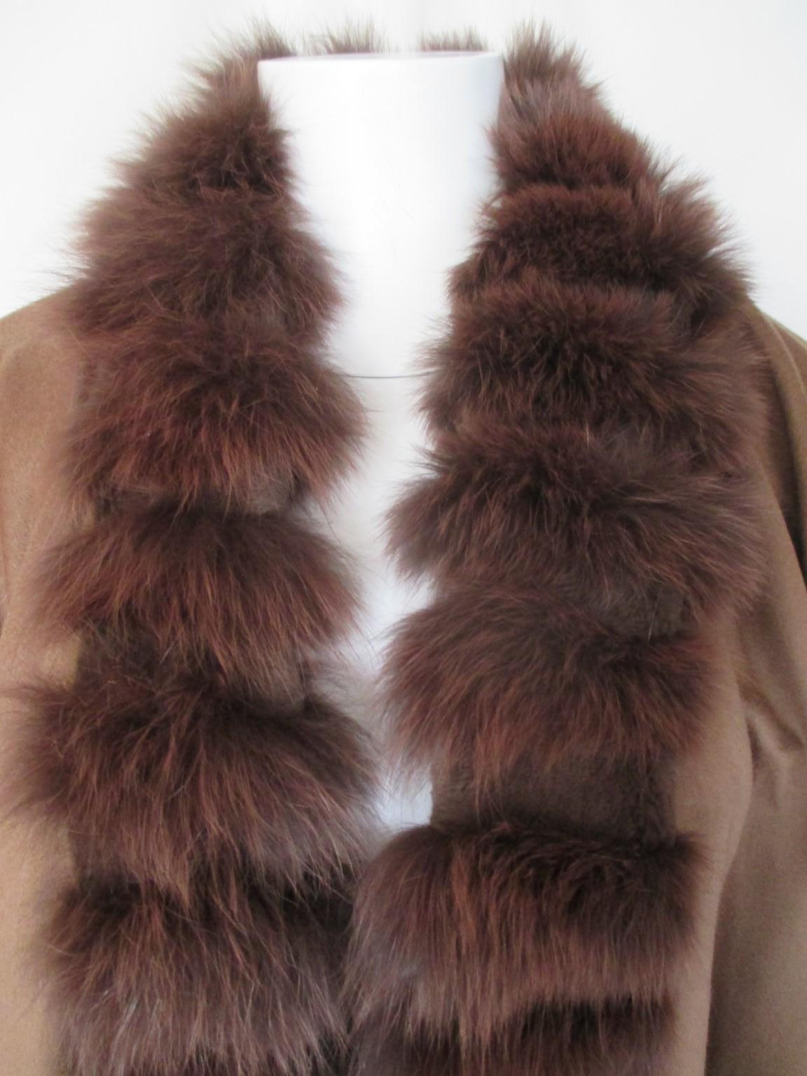 Sprung Freres Paris Brown Cashmere Fur Stole Cape For Sale 3