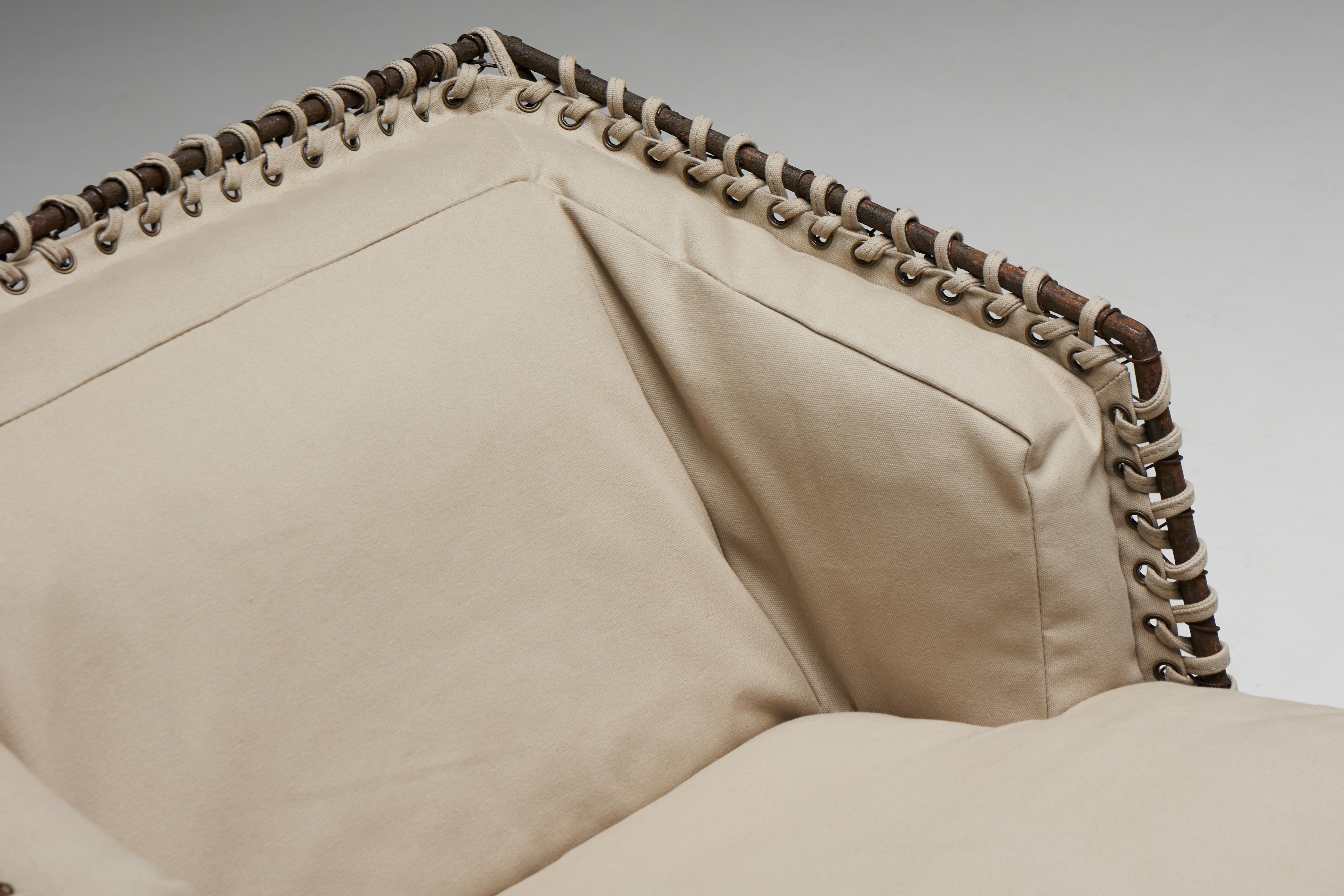 French Sprung Steampunk Easy Chair, France, 1970s