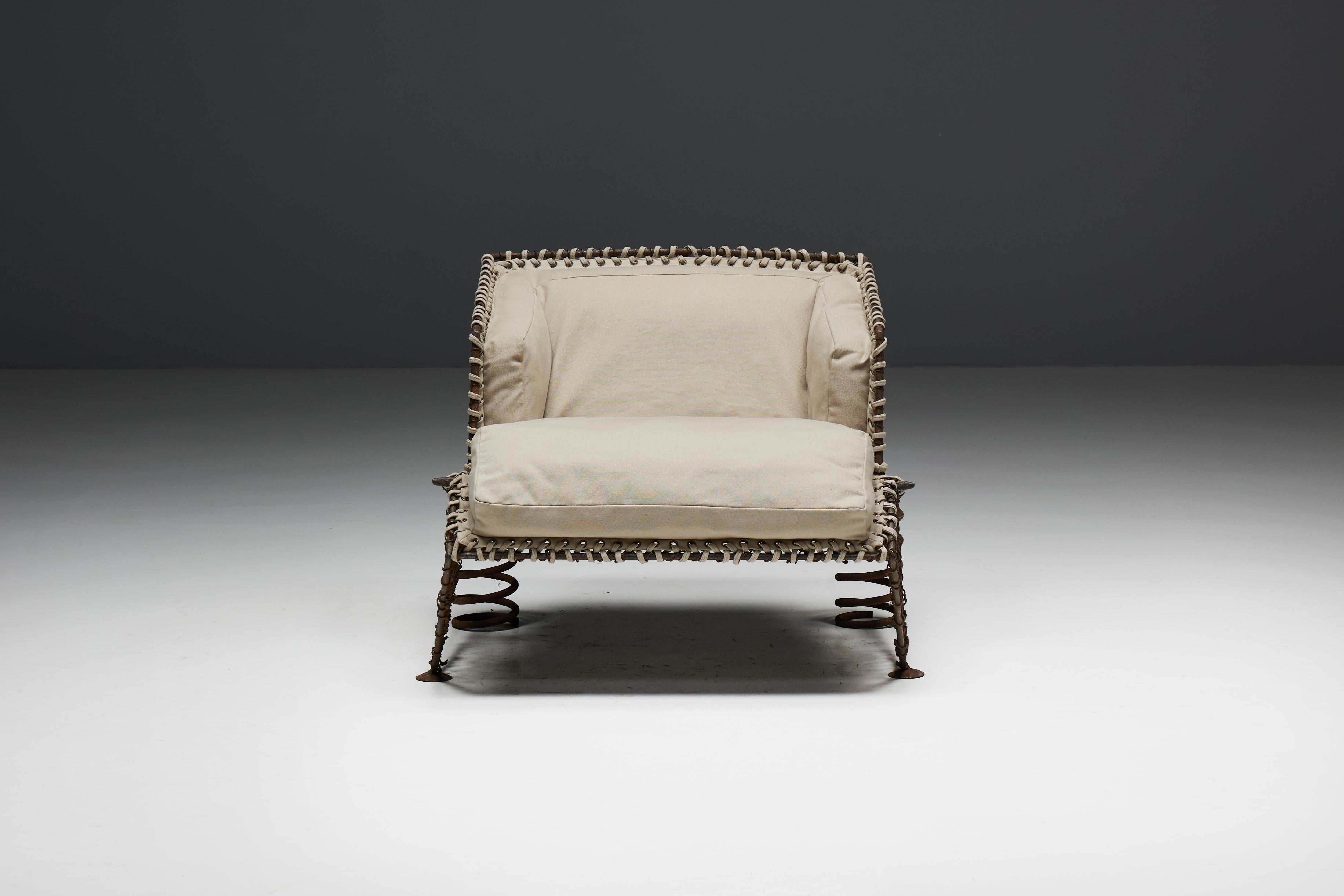 Sprung Steampunk Easy Chair, France, 1970s In Excellent Condition In Antwerp, BE