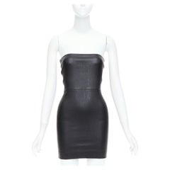 SPRWMN mini vestido tubo sin tirantes de cuero genuino negro US0 XS