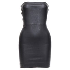 SPRWMN mini vestido tubo sin tirantes de cuero genuino negro US0 XS