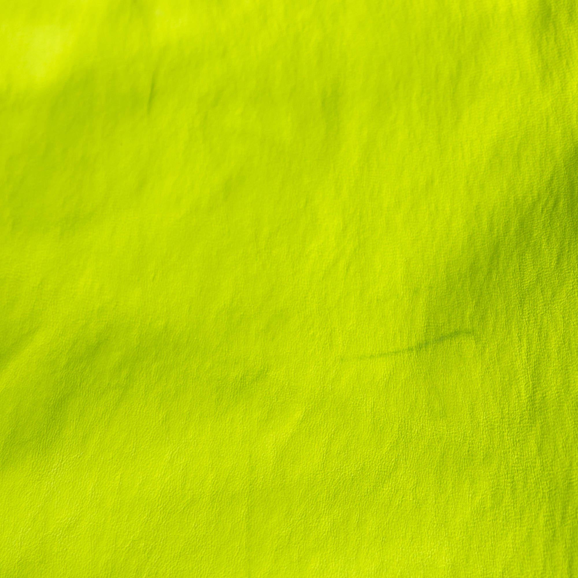 Women's Sprwmn Neon Yellow Leather Shorts L For Sale