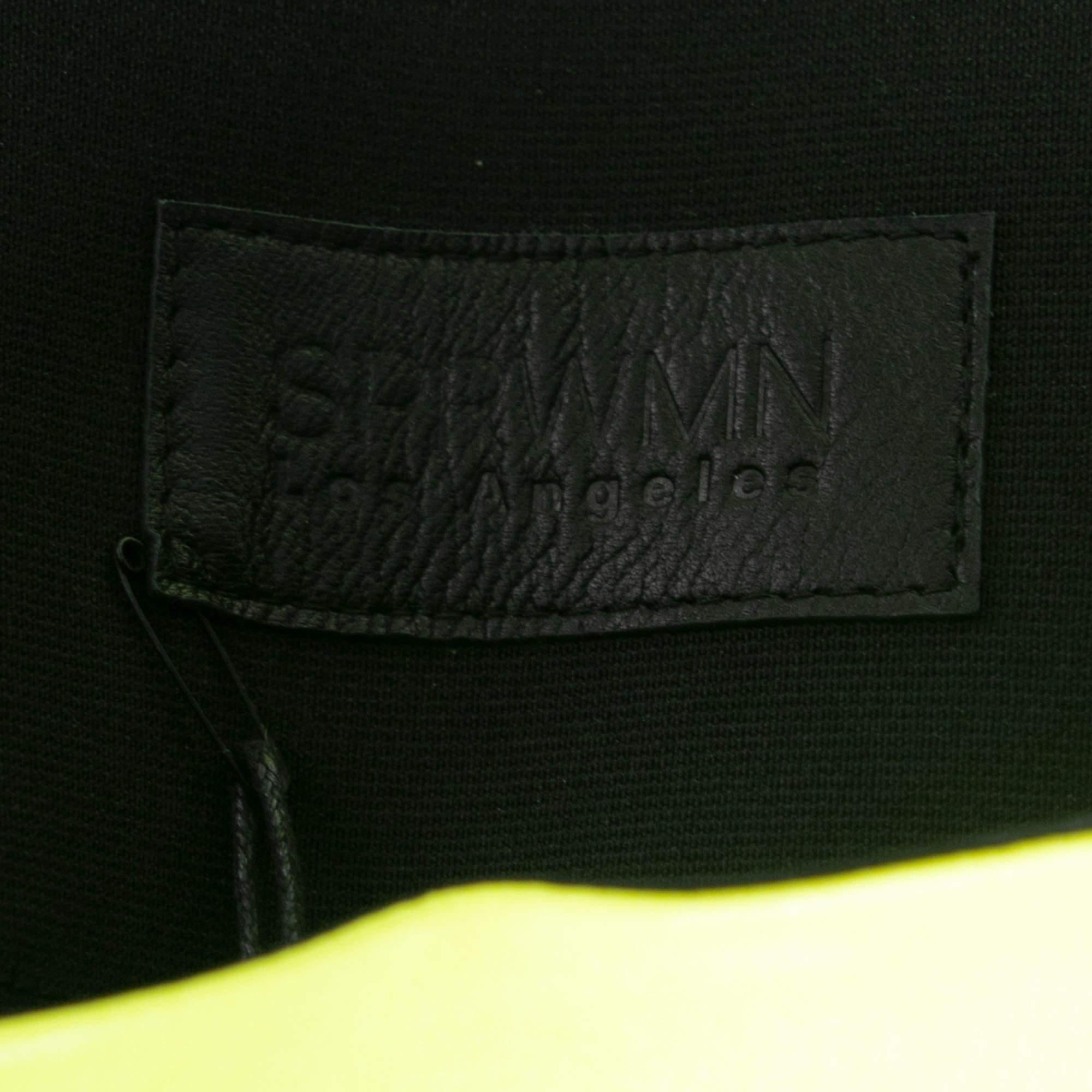 Sprwmn Neon Yellow Leather Shorts L For Sale 1