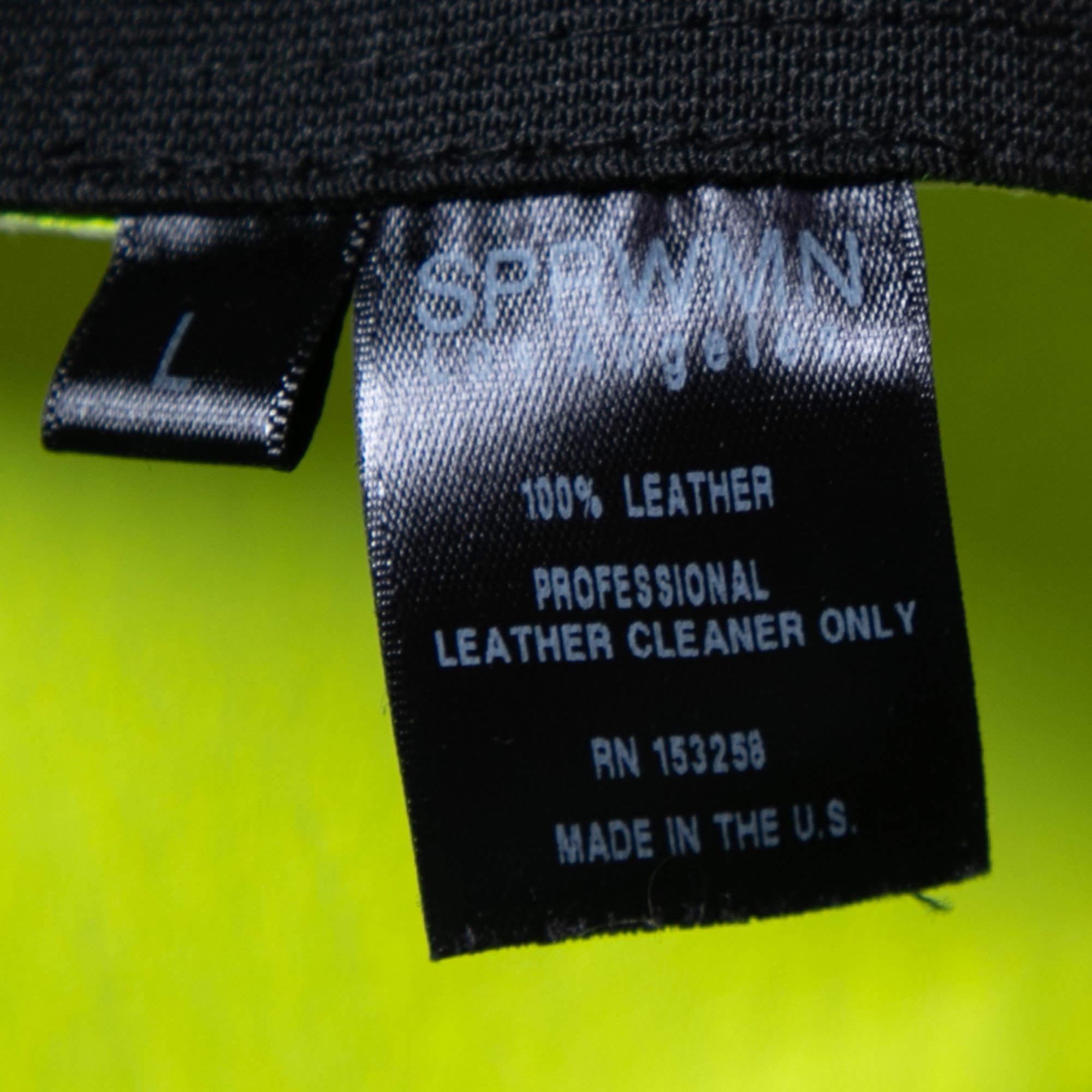 Sprwmn Neon Yellow Leather Shorts L For Sale 3