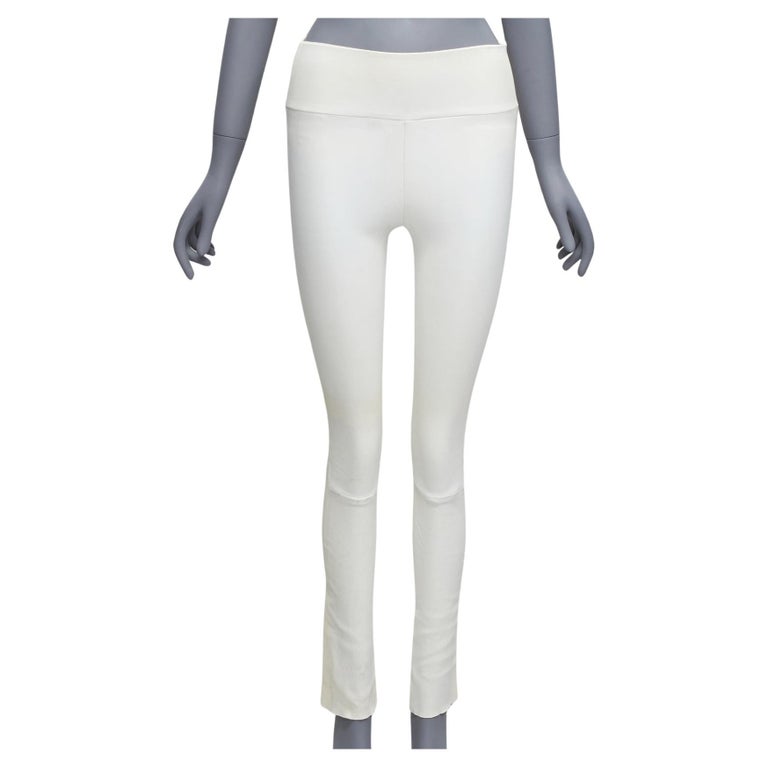 SPRWMN white genuine lamb leather wide waistband cropped legging XS at  1stDibs