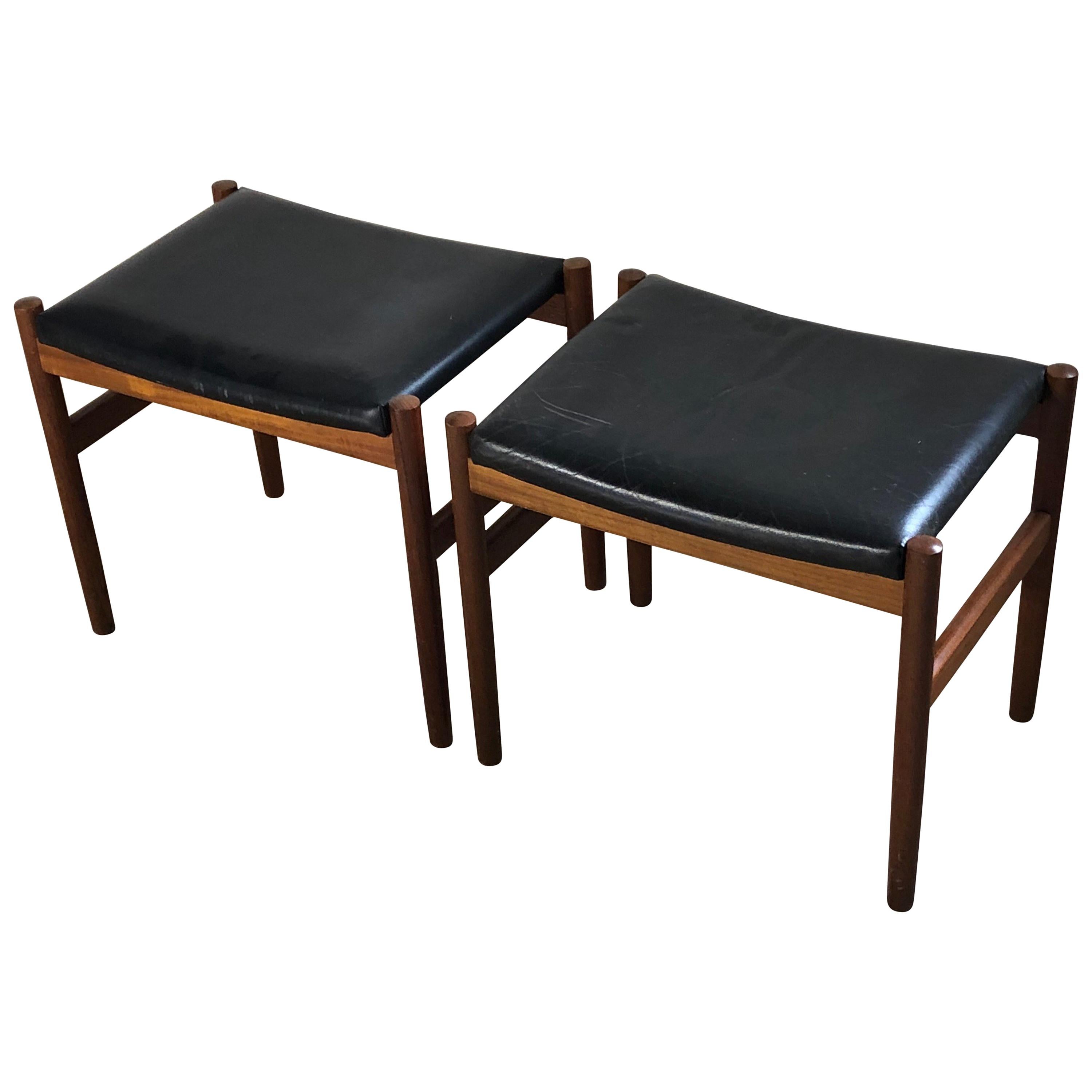 Spøttrup Møbelfabrik Pair of Stools Teak, 1960s Dansih Midcentury