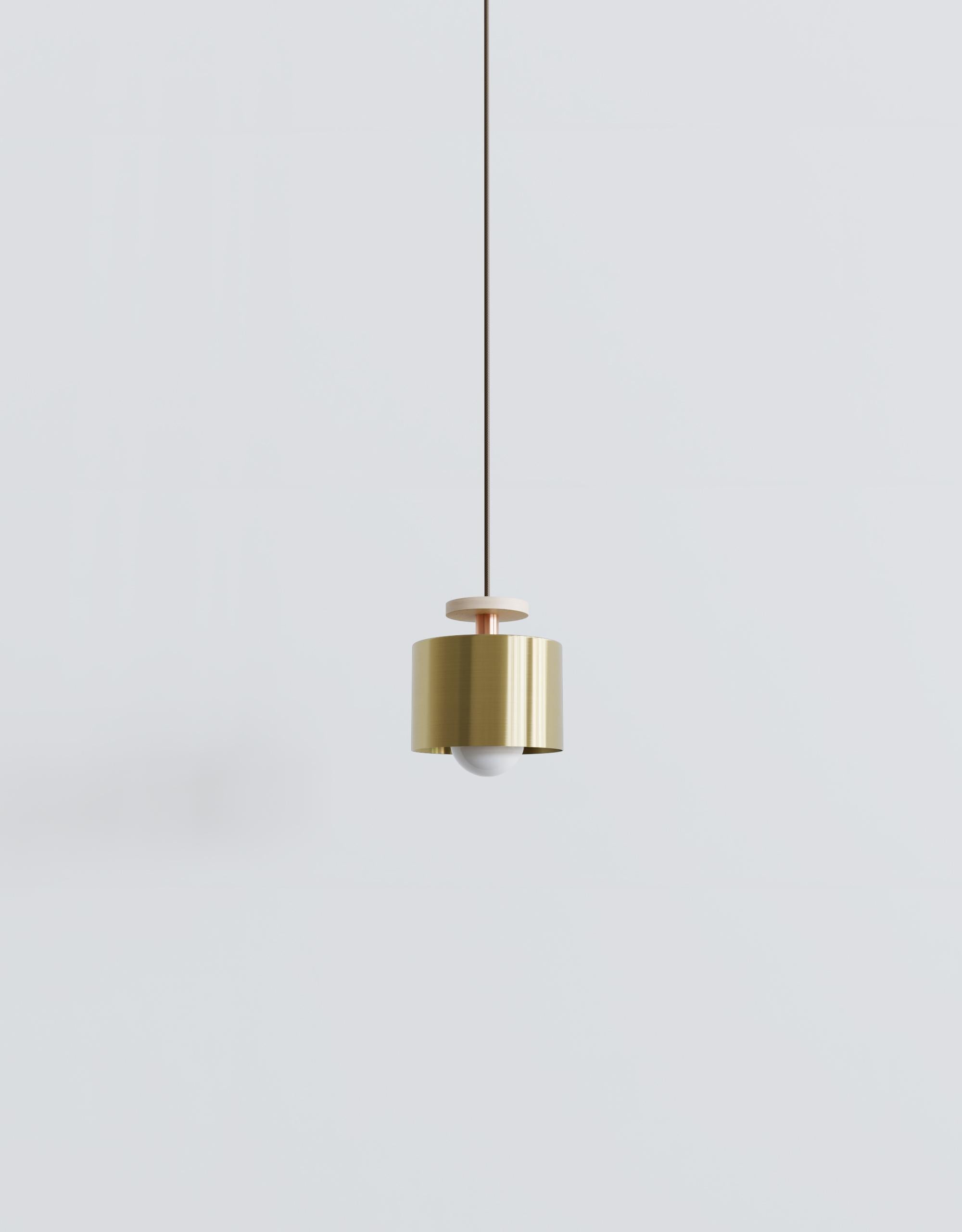 Spun 6-Piece Pendant Chandelier in Brass, Length Adjustable on site Light In New Condition For Sale In Brooklyn, NY