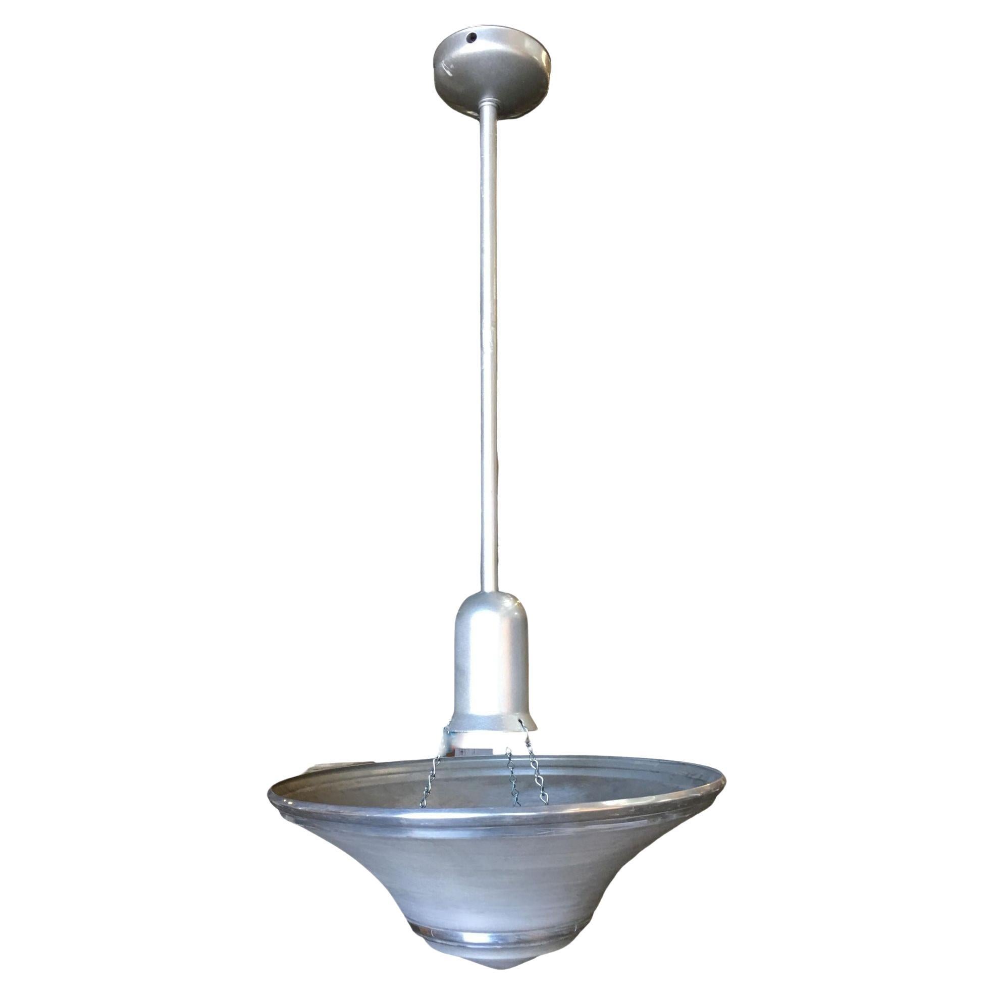 Art Deco Spun Aluminum Saucer Ceiling Pendant Lamp, 6 Available