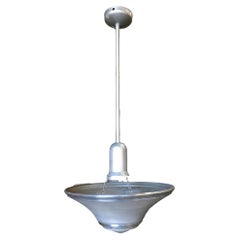 Art déco-Decken-Pendelleuchte aus gesponnenem Aluminium