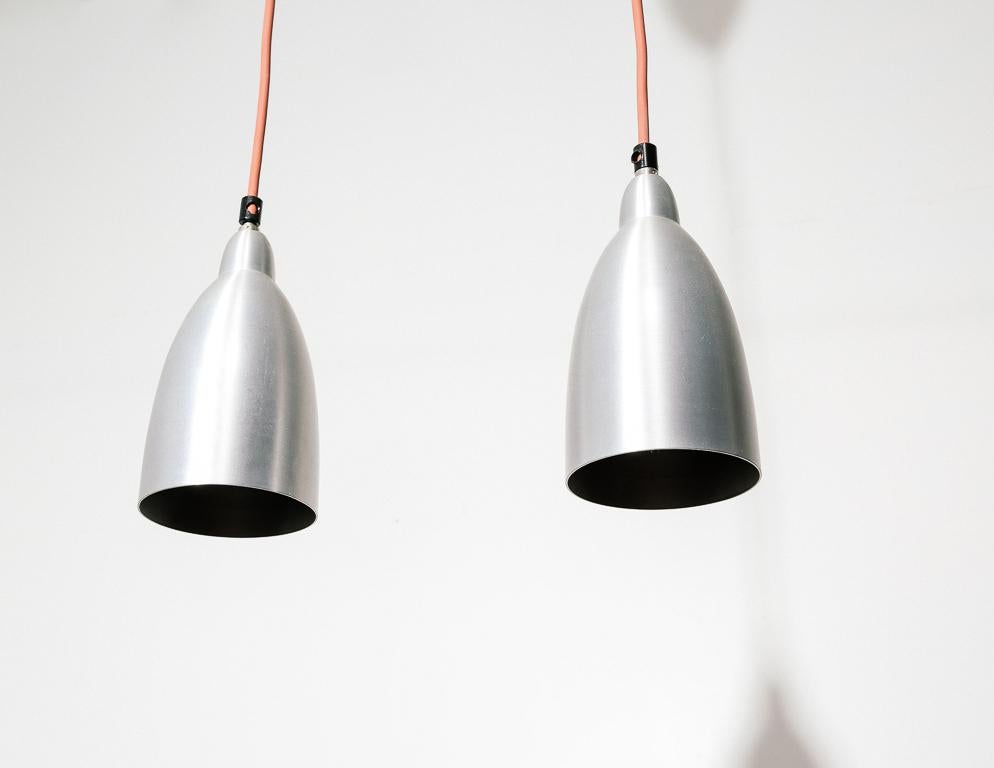 Mid-Century Modern Spun Aluminum Hanging Lamps by Dijkstra For Sale