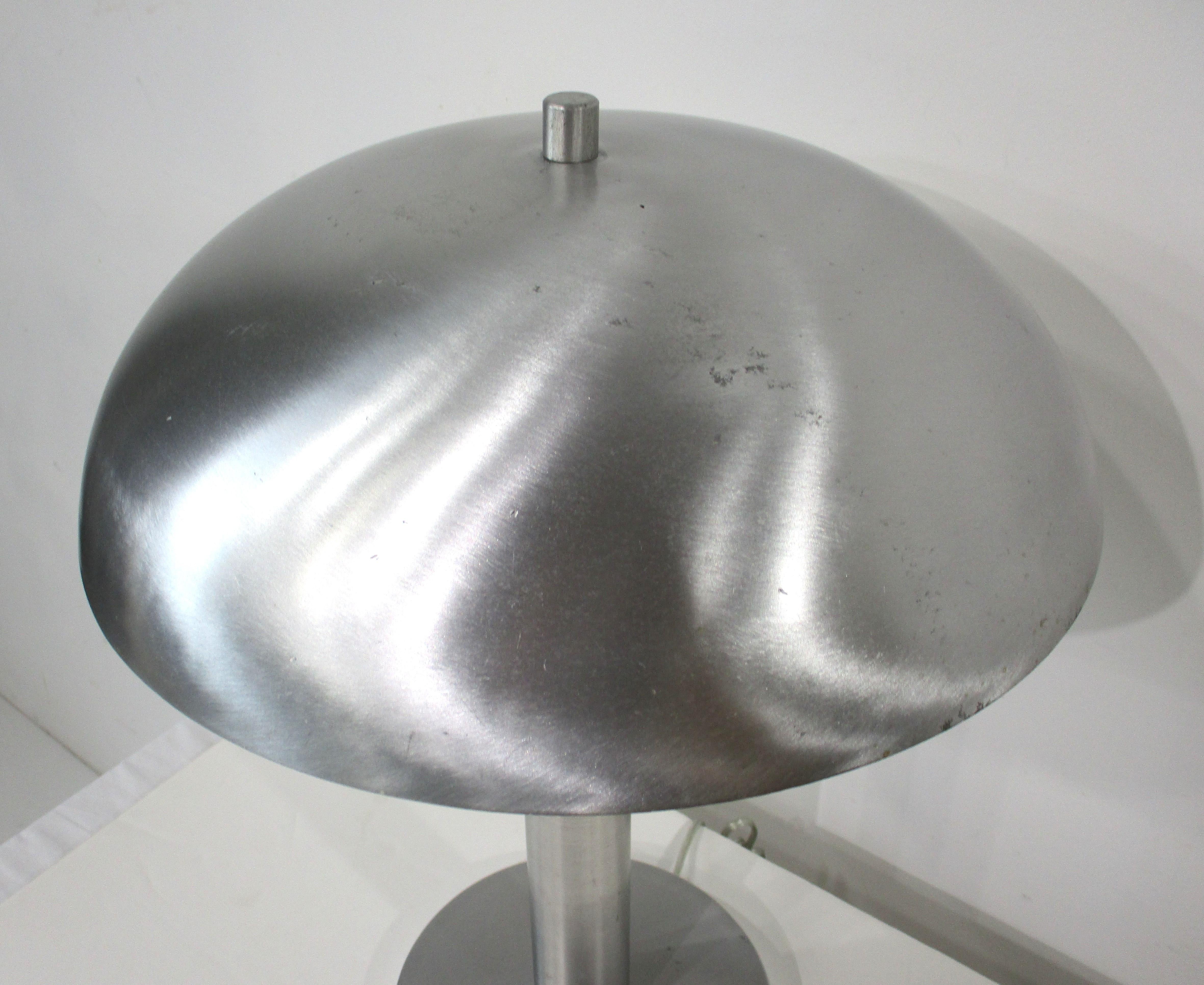 American Spun Art Deco Aluminum Table Lamp in the style of Donald Deskey -Kurt Versen  For Sale