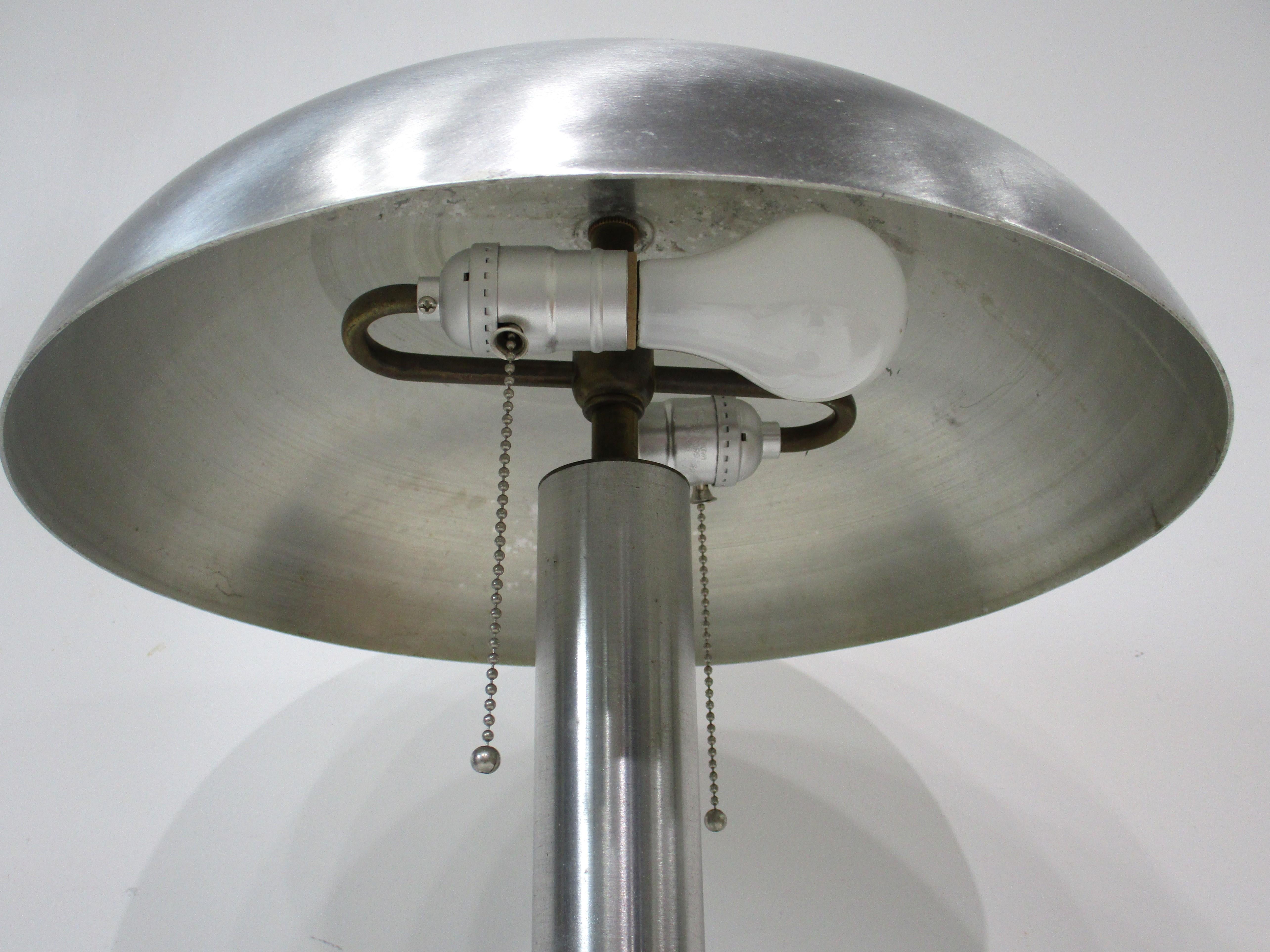 20th Century Spun Art Deco Aluminum Table Lamp in the style of Donald Deskey -Kurt Versen  For Sale