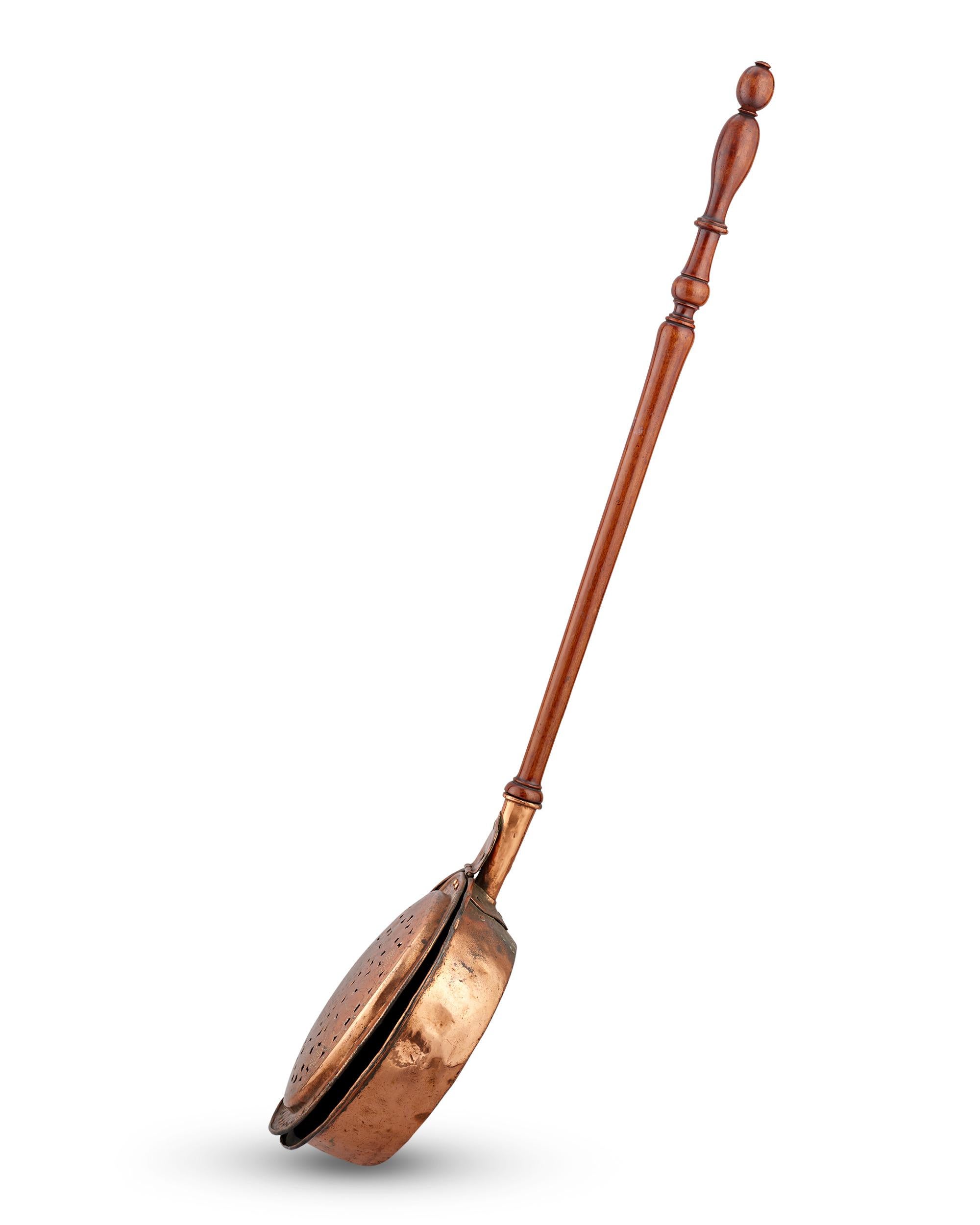 American Spun Brass Bed Warmer For Sale