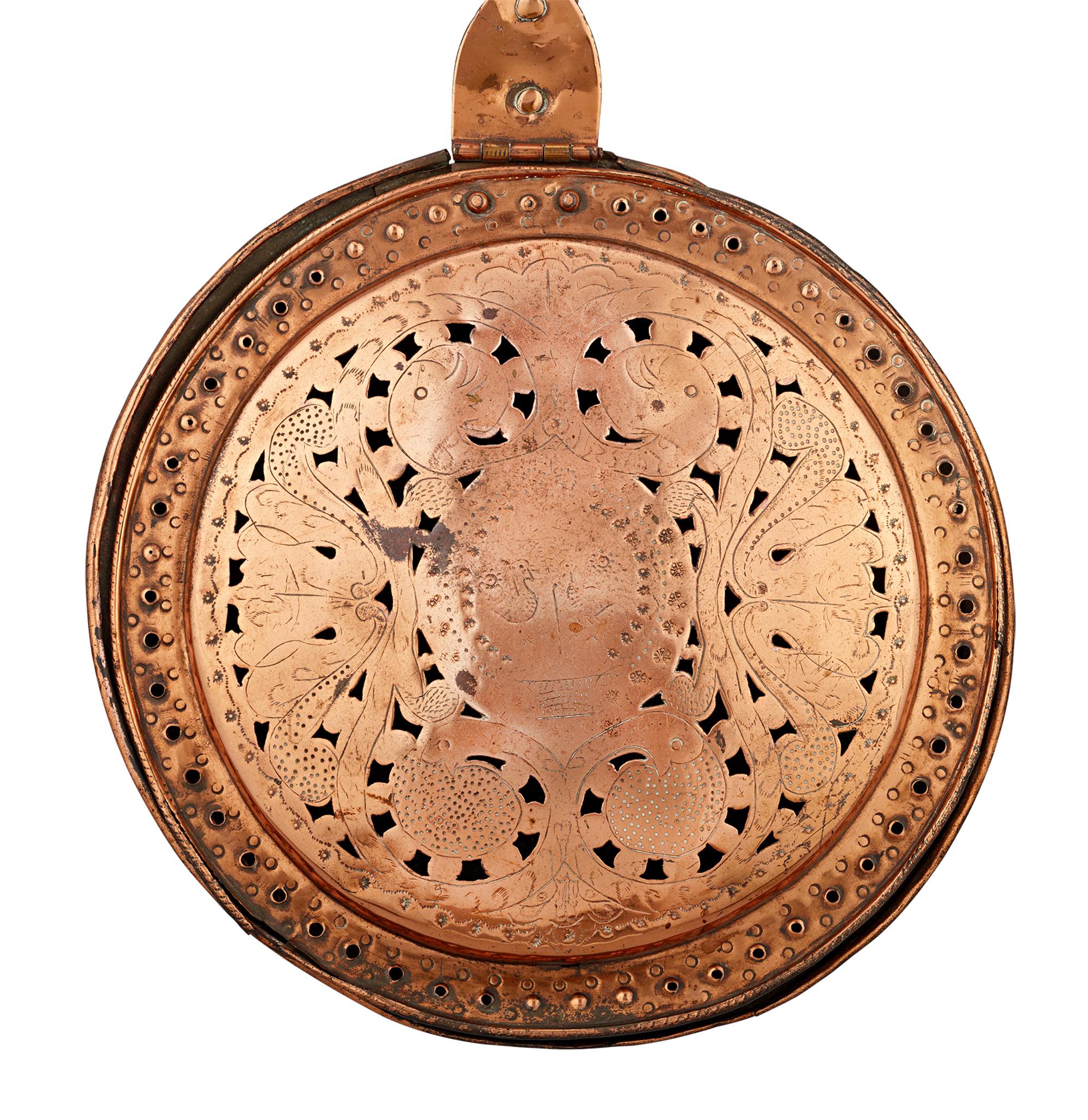 19th Century Spun Brass Bed Warmer For Sale