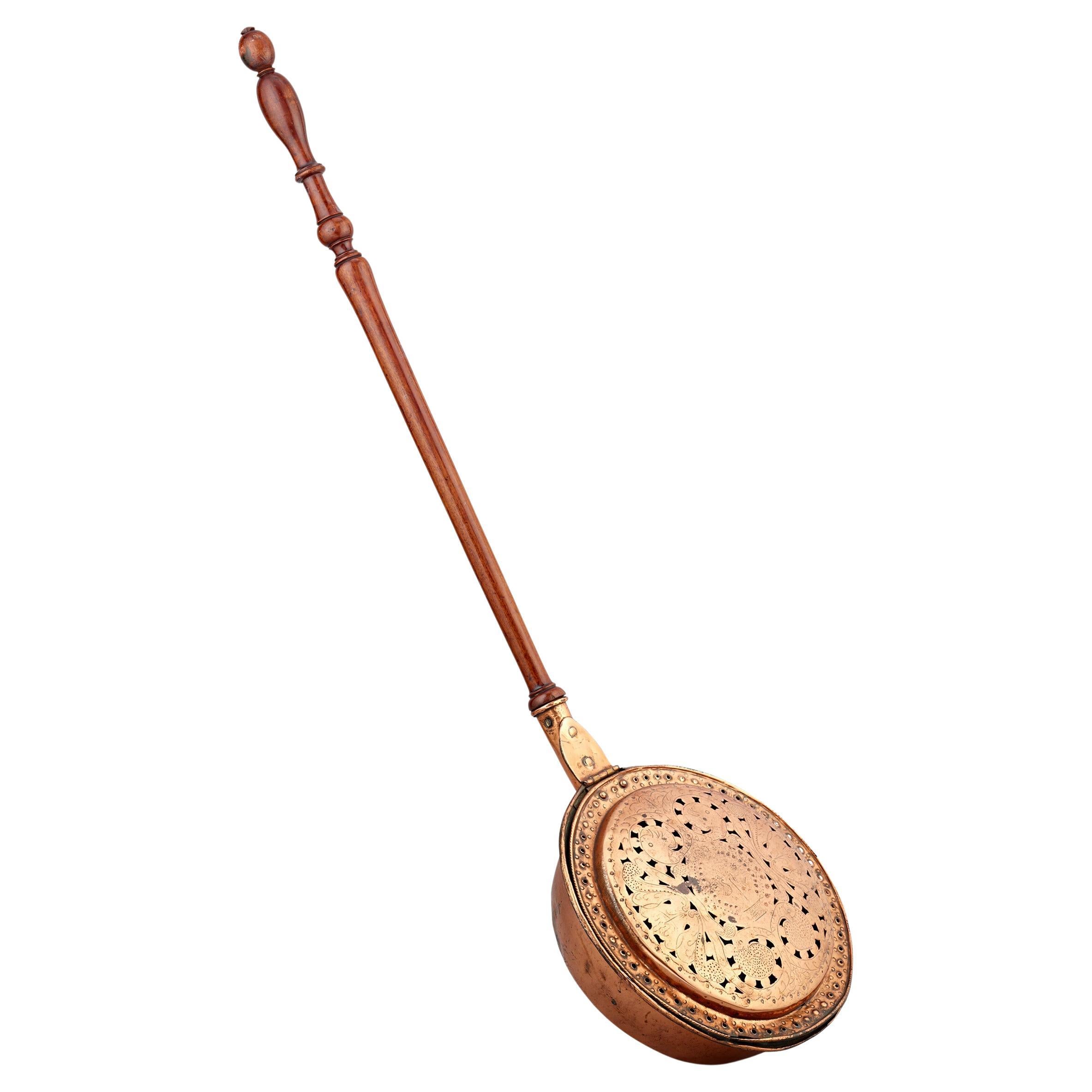Spun Brass Bed Warmer For Sale