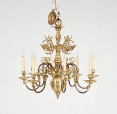Spun Brass Eight Arm Two-Tone Reflector Chandelier