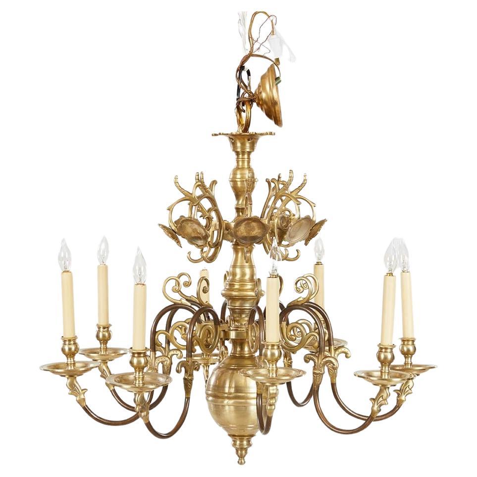 Spun Brass Acht Arm Zwei-Ton-Reflektor-Kronleuchter