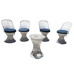 Spun Fiberglass Four Chairs & Large Table Outdoor Patio Set by Russell Woodard