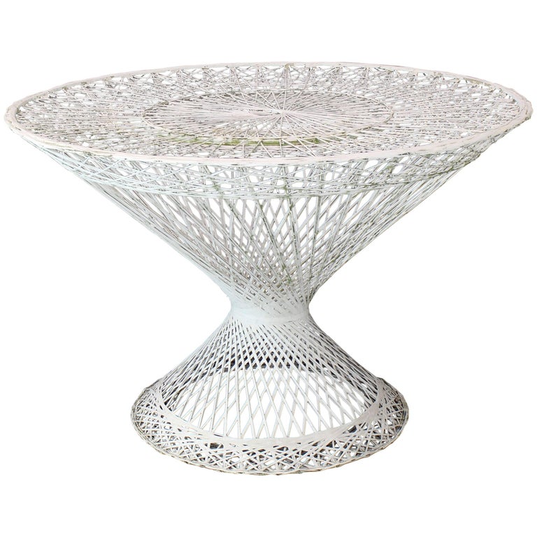 Spun Fiberglass Round Cone Shape Base Outdoor Dining Table Woodard For