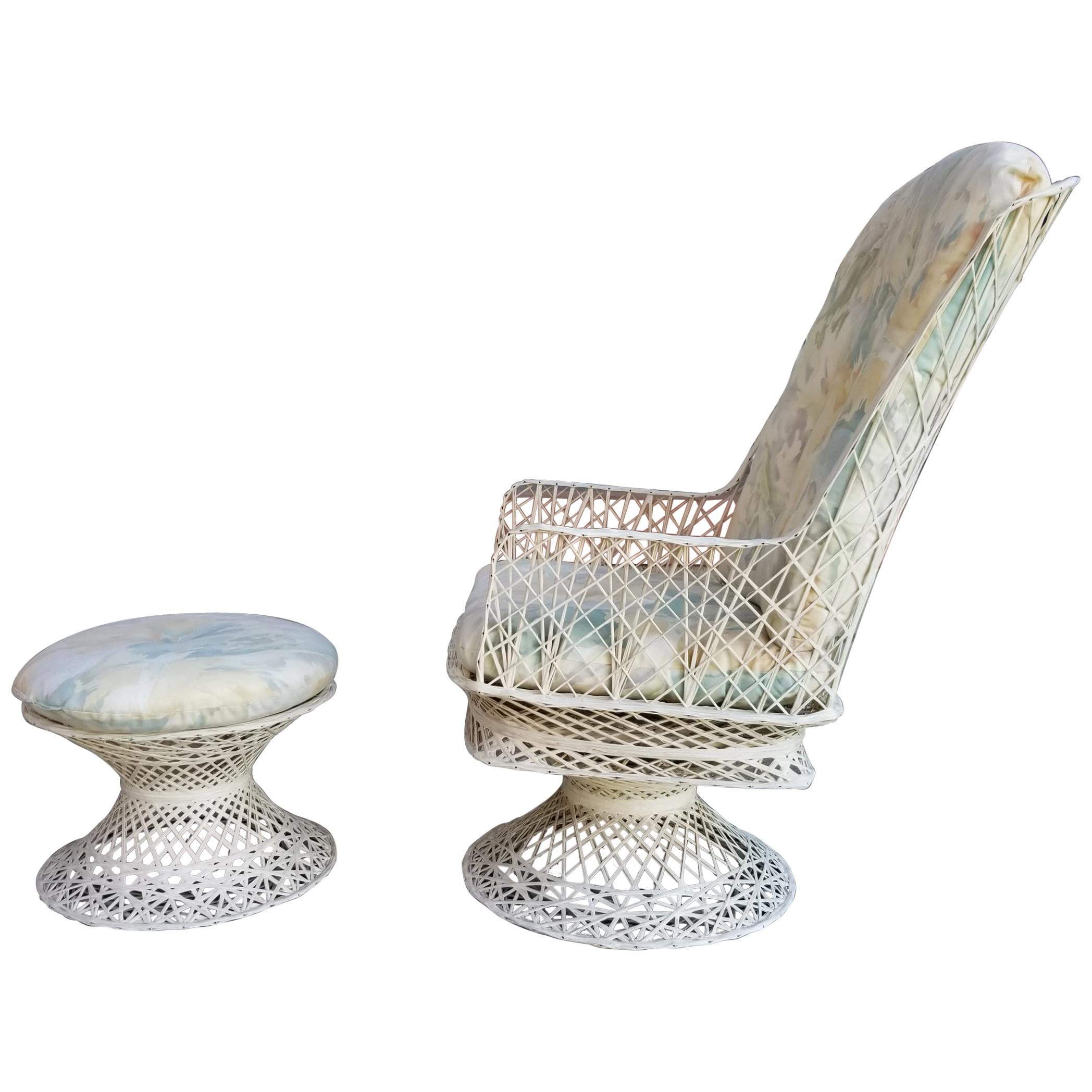 Spun Fiberglass Swivel Lounge Chair and Ottoman