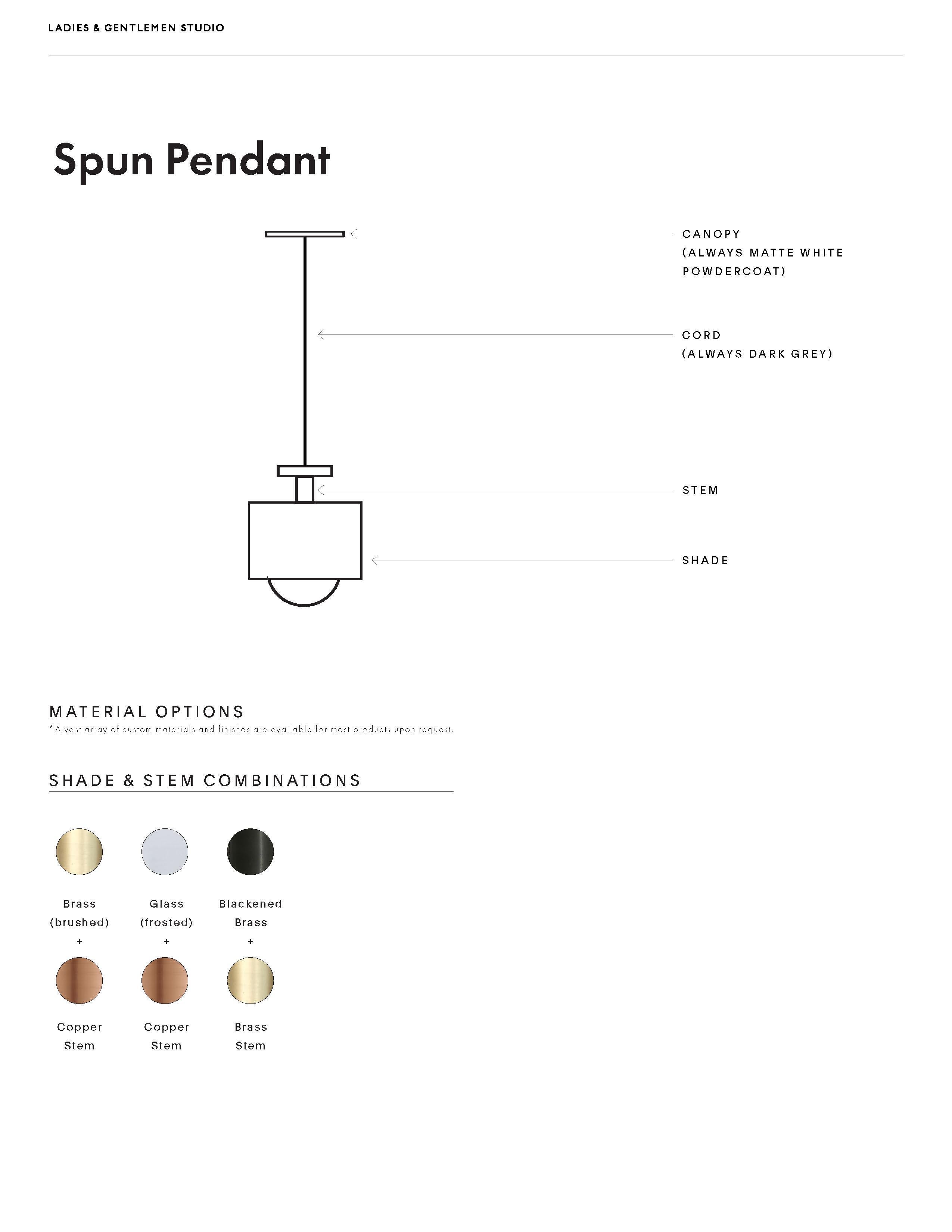 Contemporary Spun Pendant Light with Frosted Glass Shade Adjustable Height Fixture For Sale