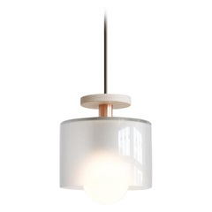 Spun Pendant Light with Frosted Glass Shade Adjustable Height Fixture
