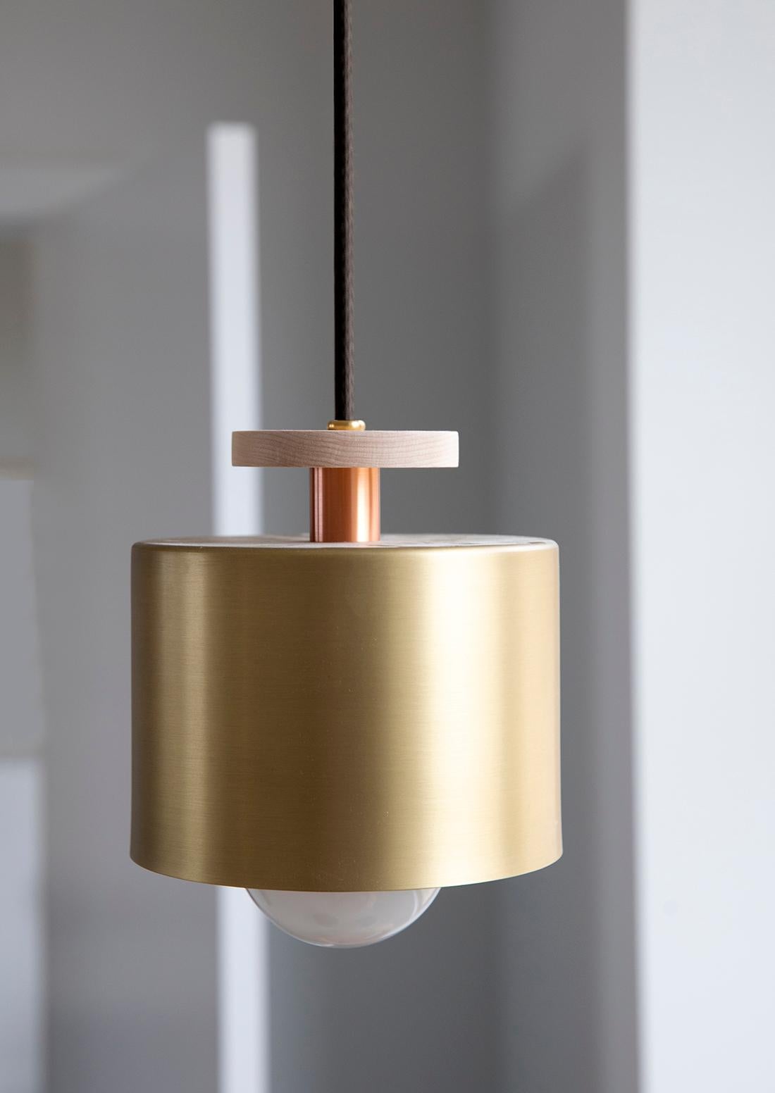 Spun Pendant in Polished Brass with Adjustable Drop light fixture For Sale 3