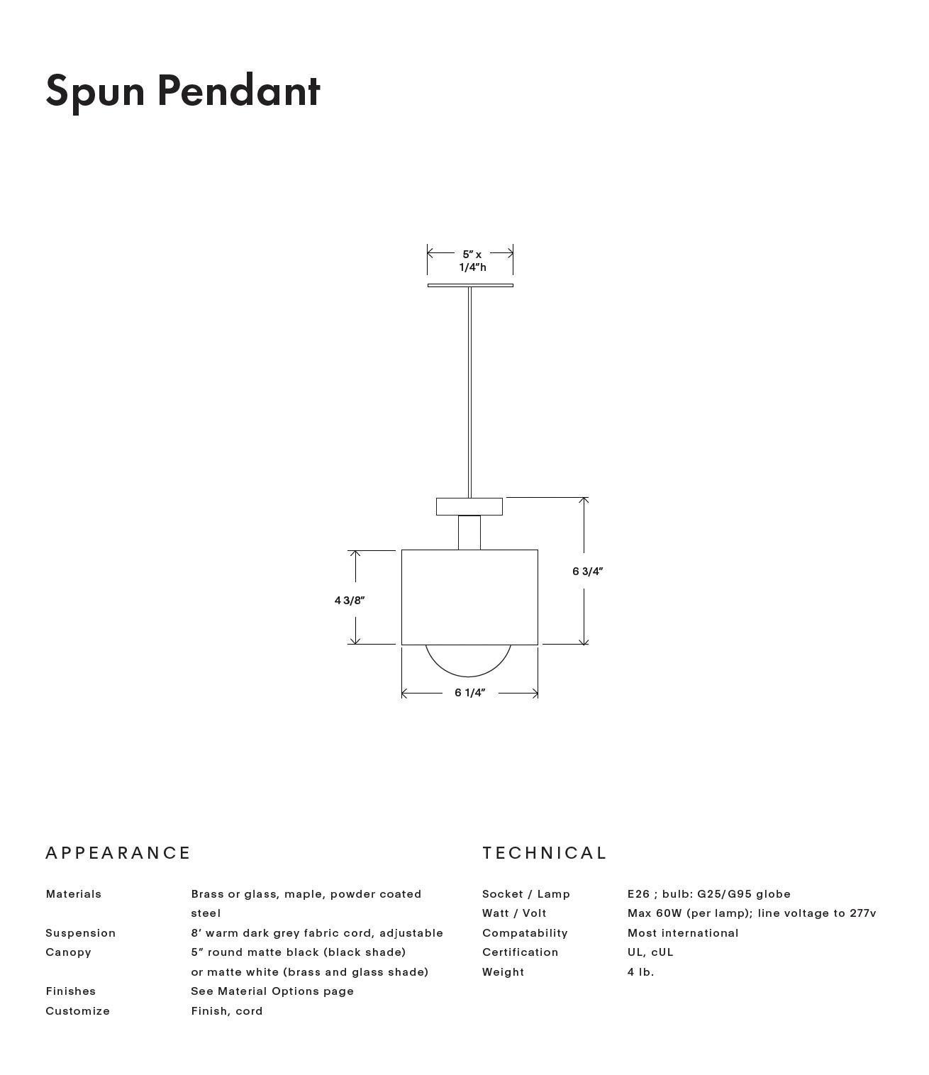 Suspension Spun avec abat-jour enduit de poudre noire matte - Cordon en tissu rglable sur place en vente 1