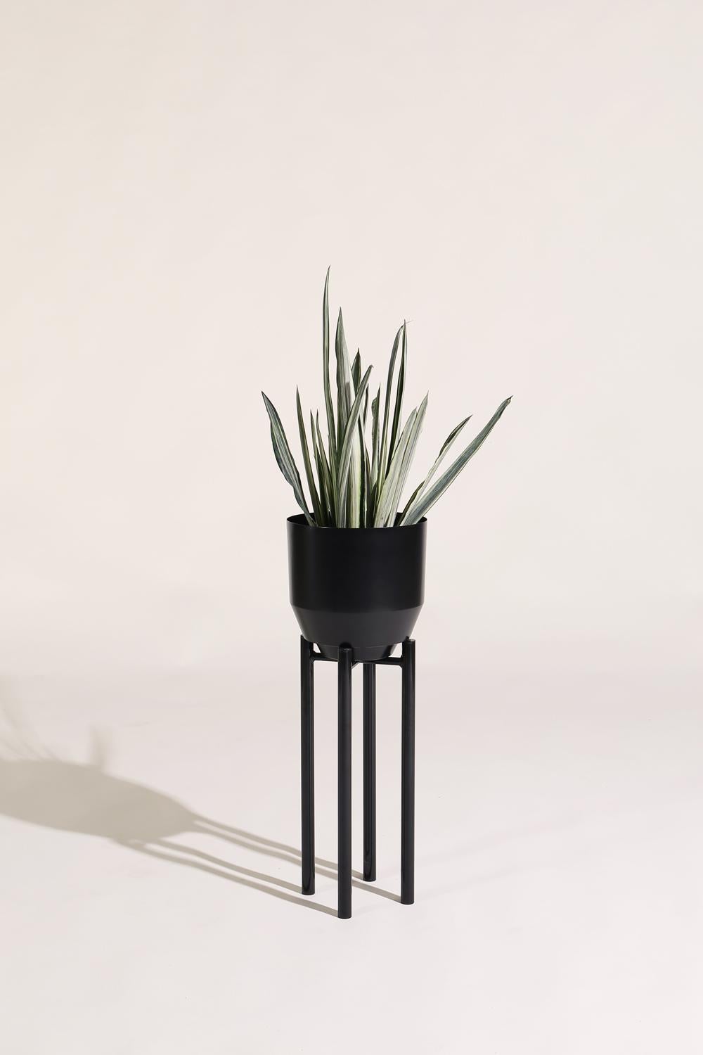 Modern Spun Planter, Black For Sale