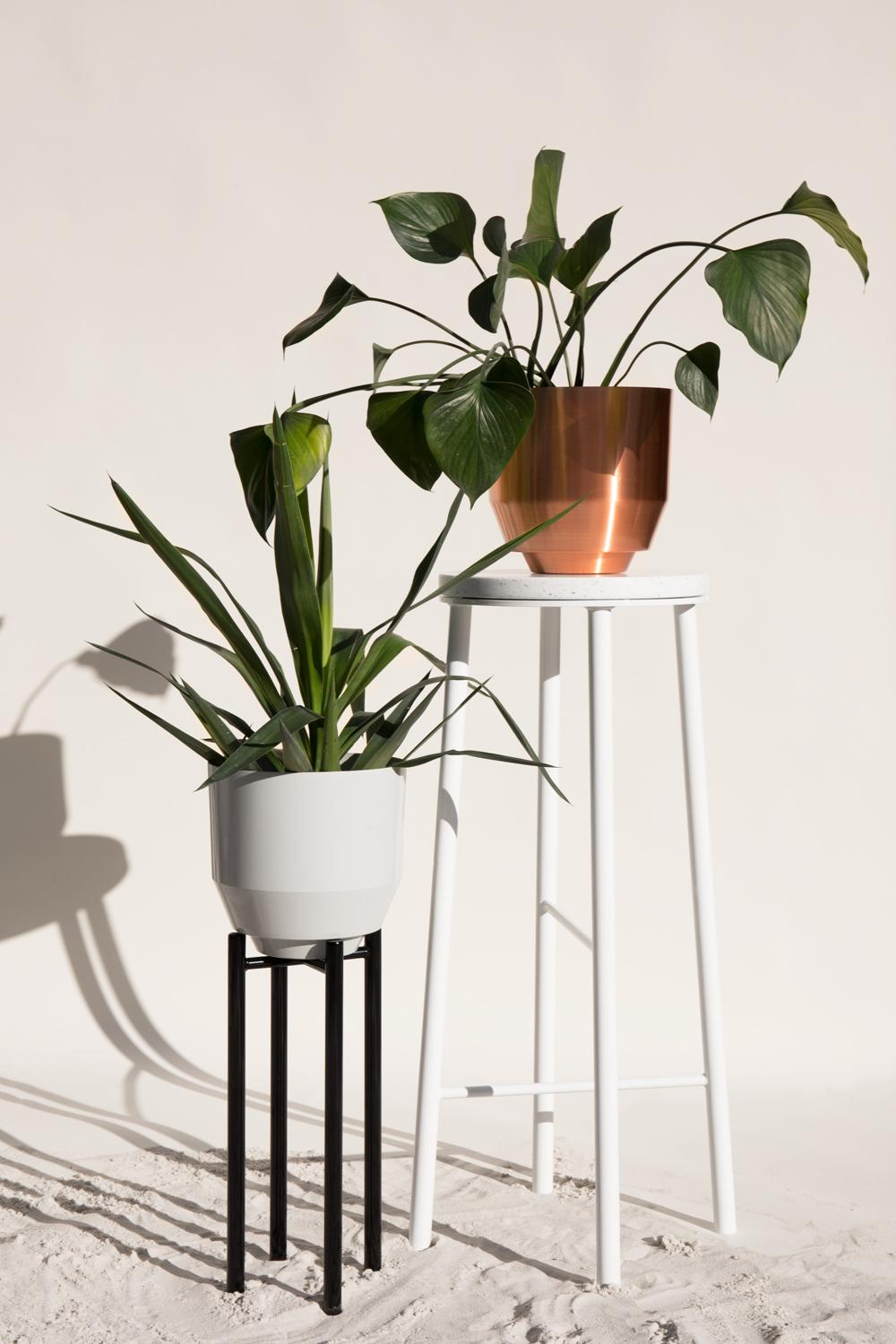 Powder-Coated Spun Planter, Pale Gray For Sale