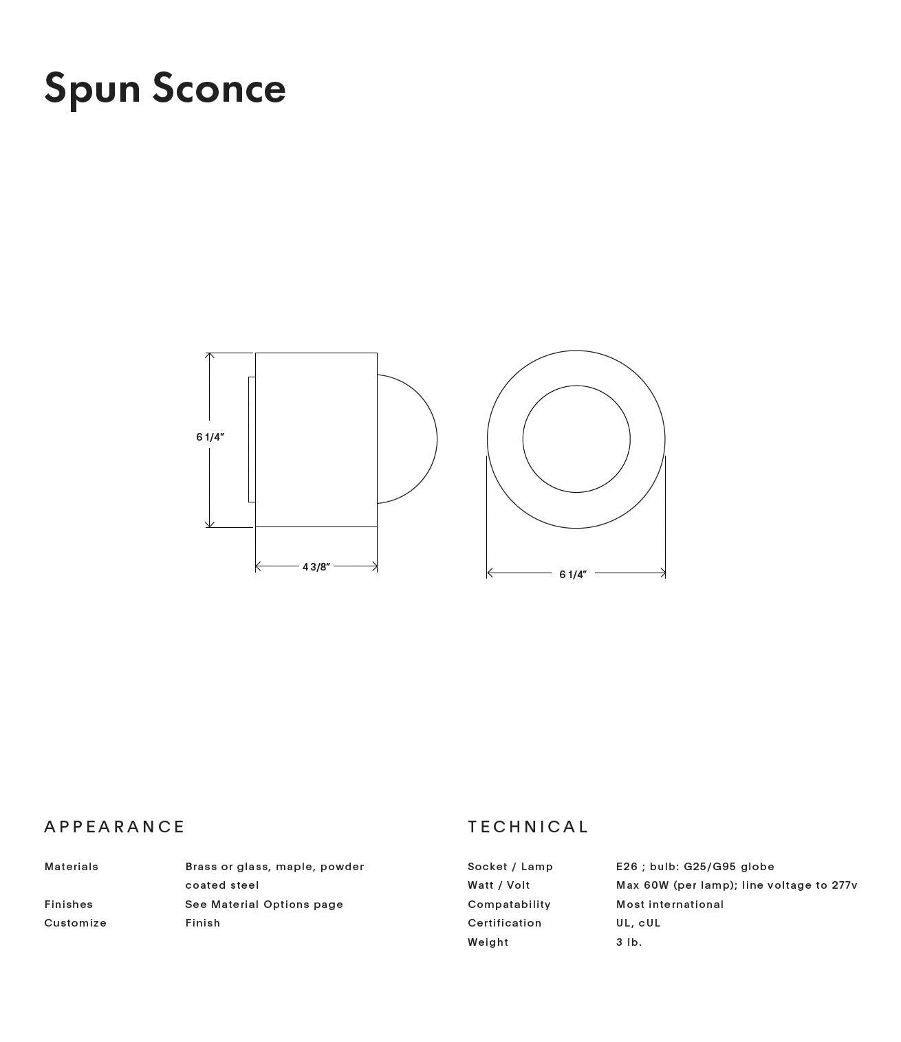Vetro Lampada a incasso Spun Sconce con vetro smerigliato, 1stdibs New York in vendita
