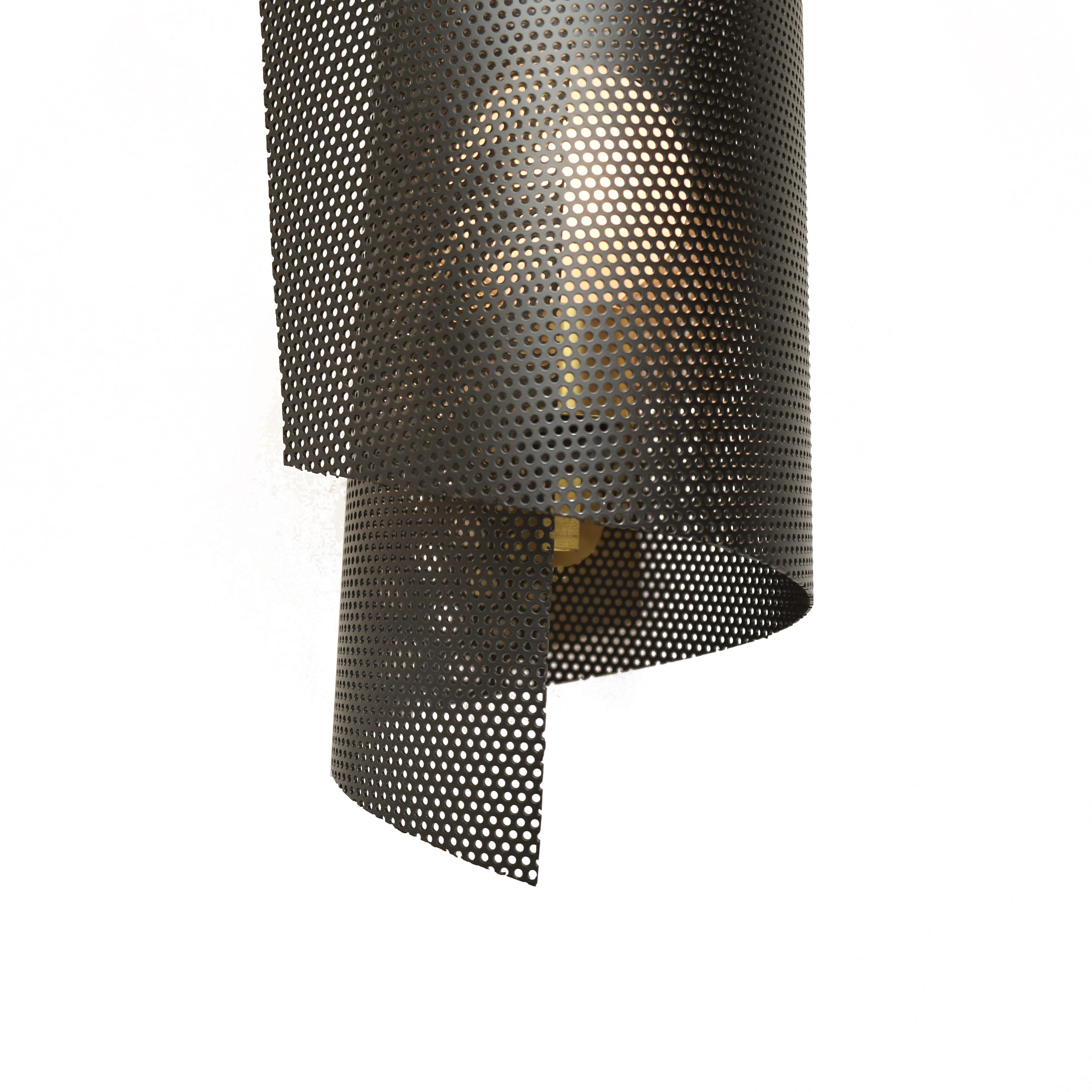 Modern Spun Tulle Wall Sconce in Brass and Black Enamel Mesh by Blueprint Lighting 2019 For Sale