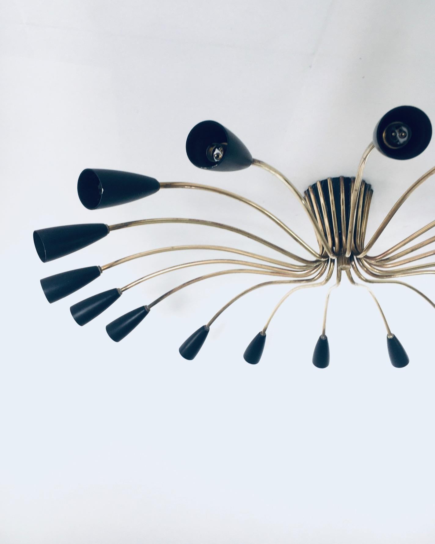 'SPUTNIK' 18 Arm Ceiling Lamp by Kaiser Leuchten, Germany 1950's For Sale 5
