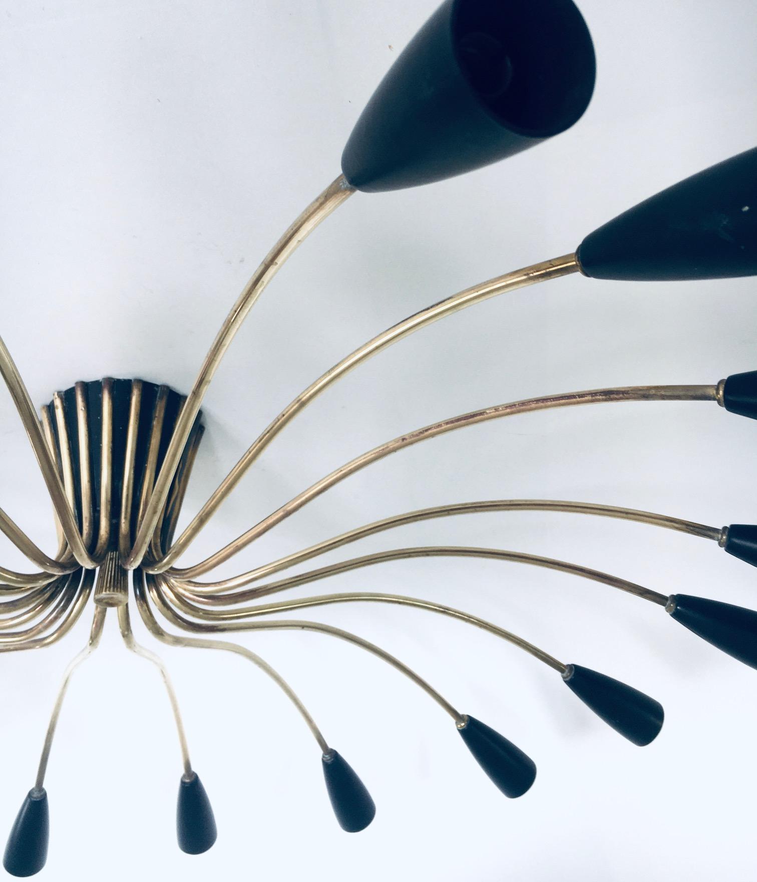 'SPUTNIK' 18 Arm Ceiling Lamp by Kaiser Leuchten, Germany 1950's For Sale 8