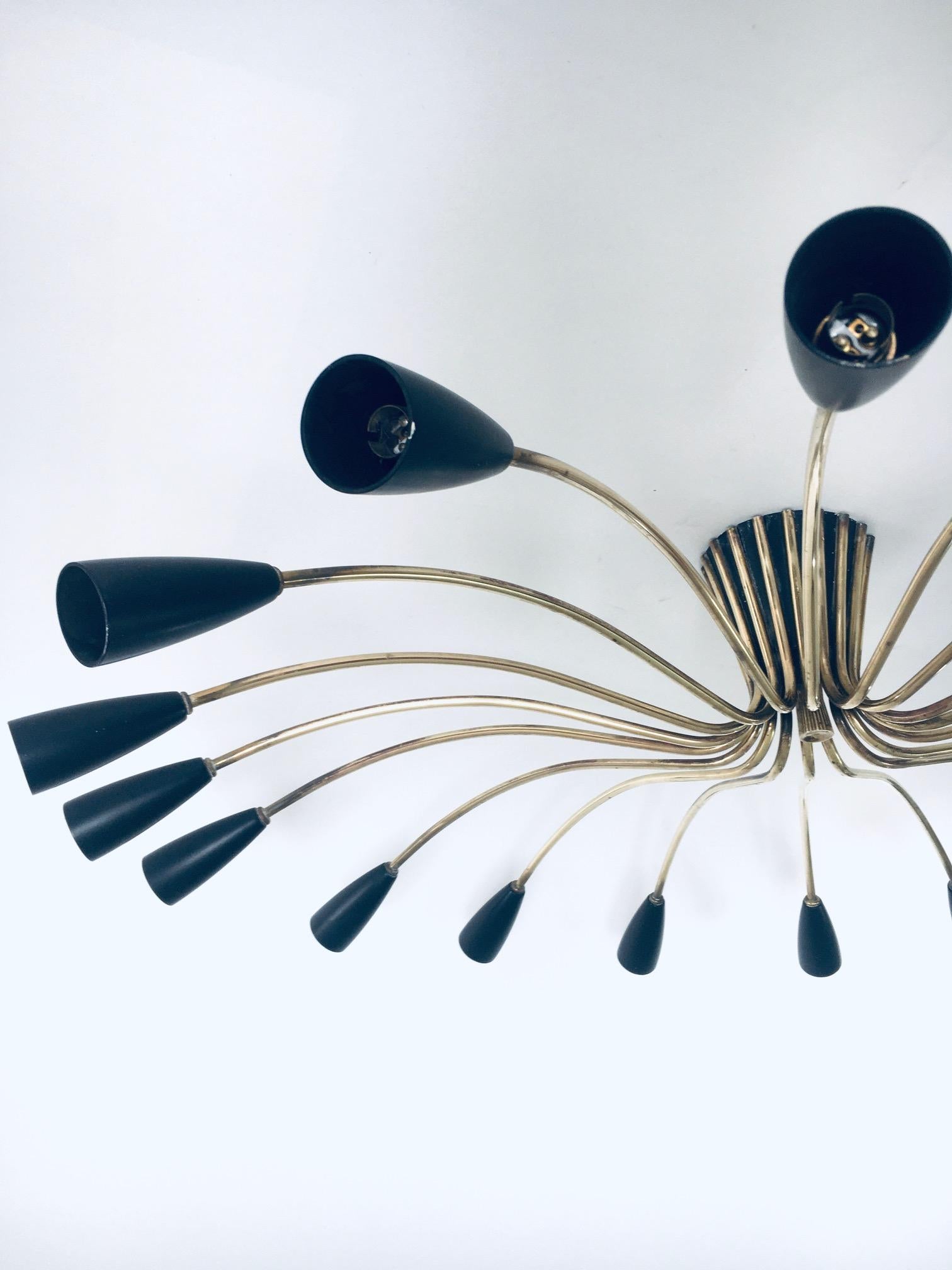 'SPUTNIK' 18 Arm Ceiling Lamp by Kaiser Leuchten, Germany 1950's For Sale 9