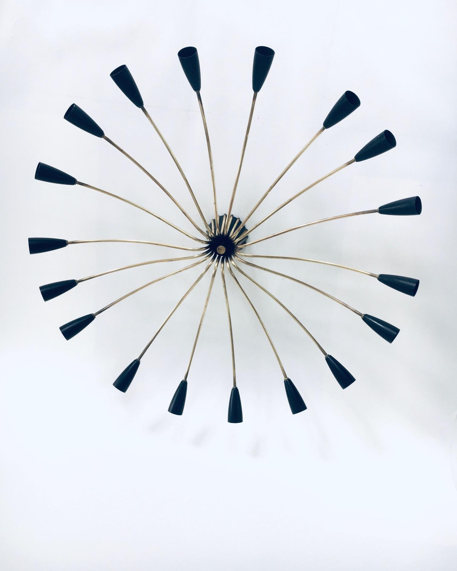 'SPUTNIK' 18 Arm Ceiling Lamp by Kaiser Leuchten, Germany 1950's For Sale 11