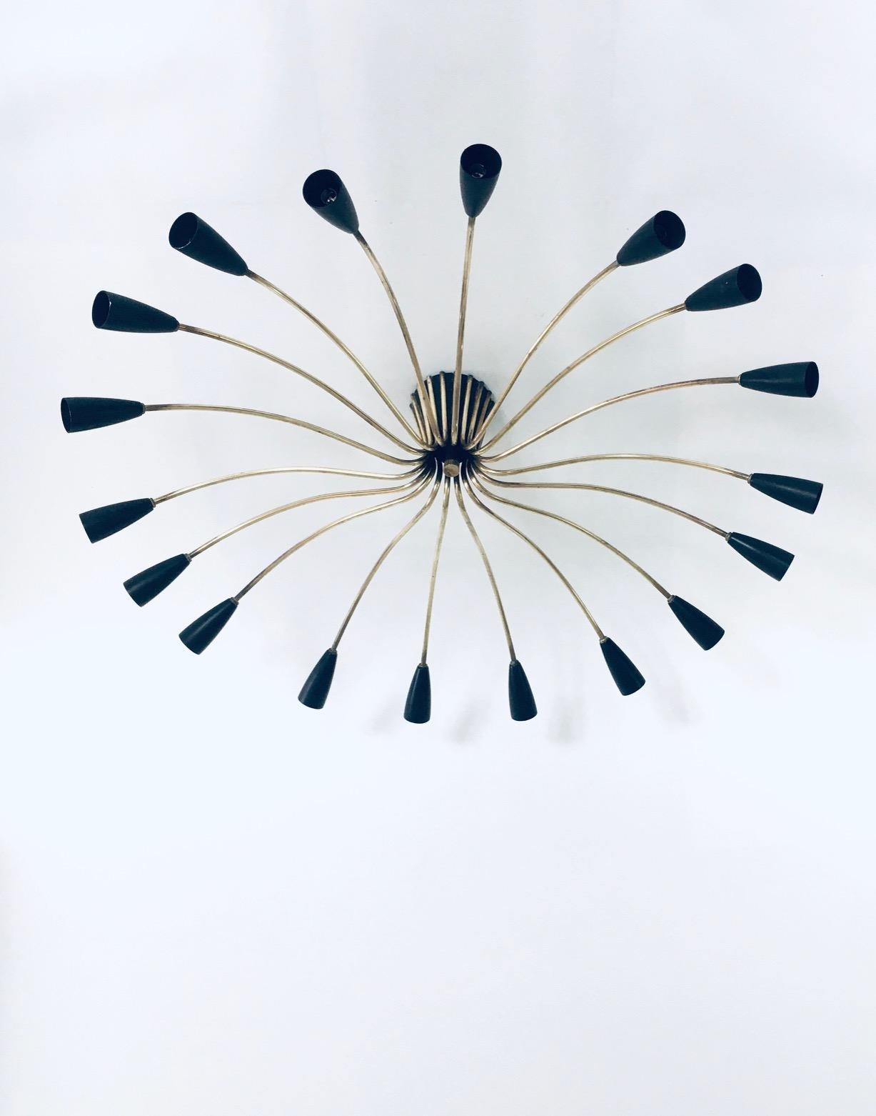 'SPUTNIK' 18 Arm Ceiling Lamp by Kaiser Leuchten, Germany 1950's For Sale 12