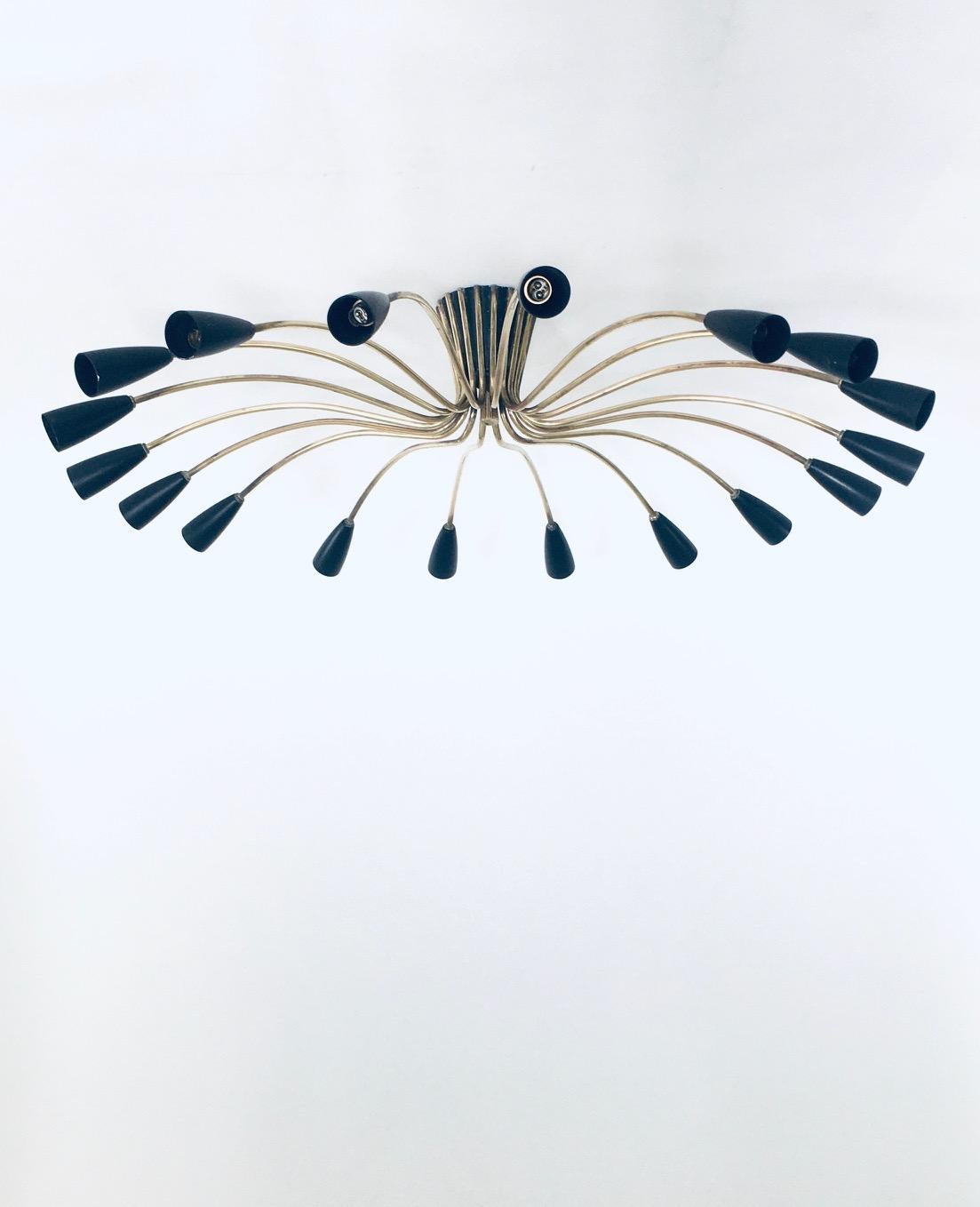 Mid-Century Modern 'SPUTNIK' 18 Arm Ceiling Lamp by Kaiser Leuchten, Germany 1950's For Sale