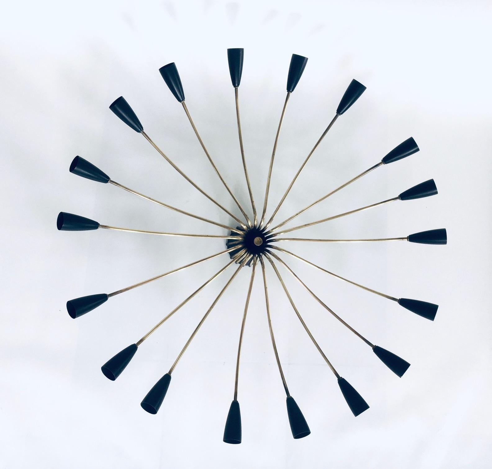 'SPUTNIK' 18 Arm Ceiling Lamp by Kaiser Leuchten, Germany 1950's In Good Condition For Sale In Oud-Turnhout, VAN