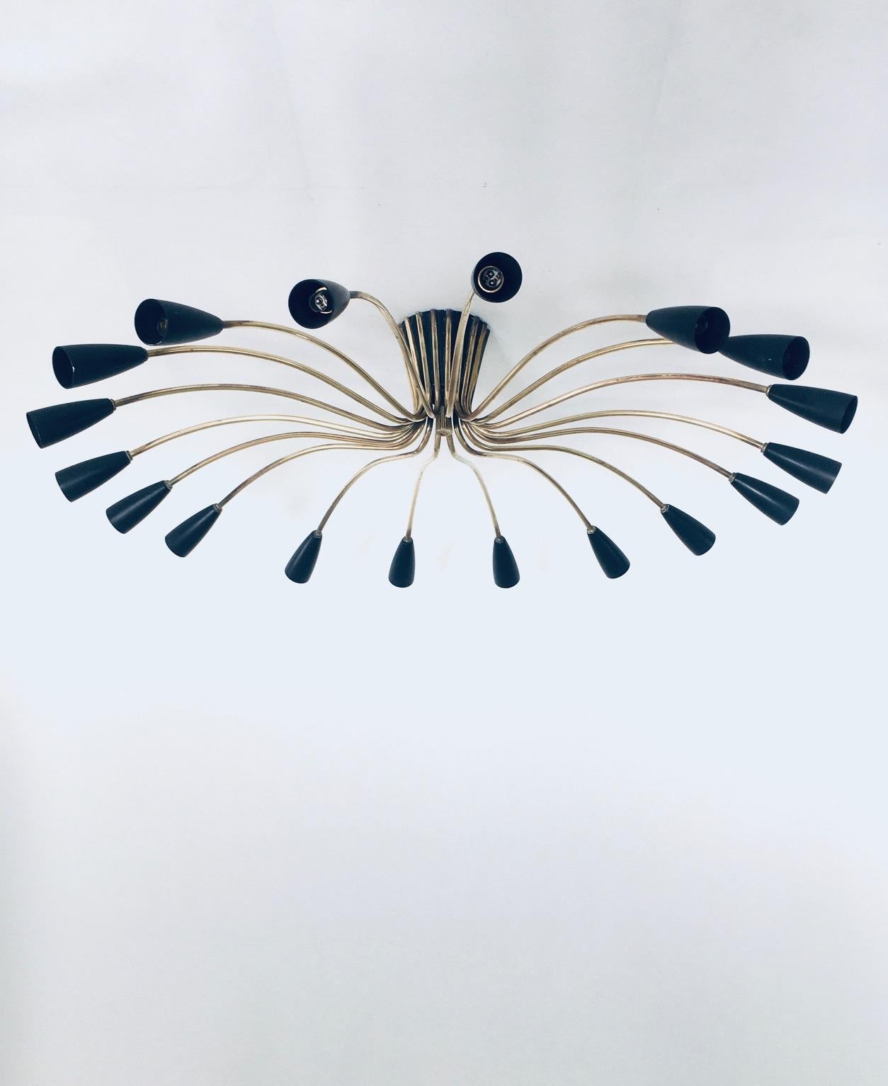 Brass 'SPUTNIK' 18 Arm Ceiling Lamp by Kaiser Leuchten, Germany 1950's For Sale